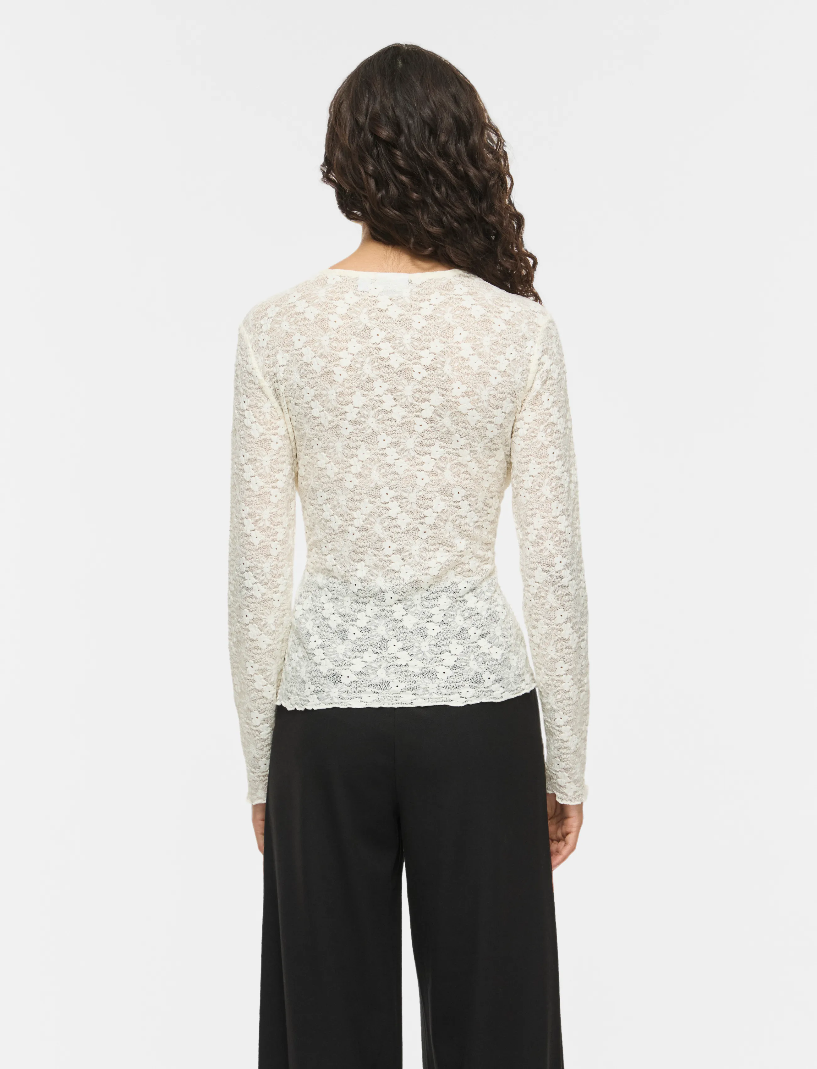 Vila - VIFAY O-NECK L/S TOP - NOOS - long sleeved blouses - egret - 3