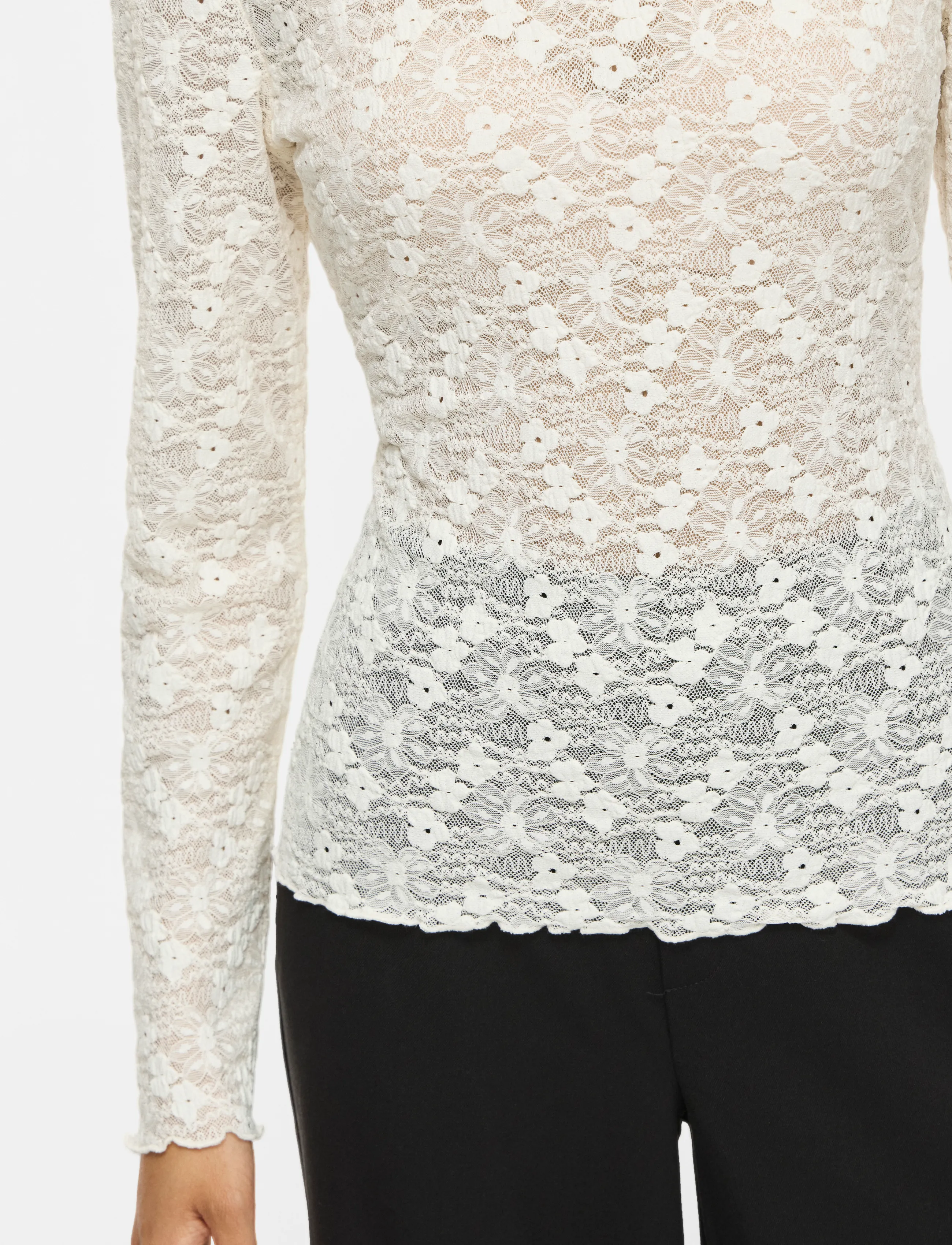 Vila - VIFAY O-NECK L/S TOP - NOOS - long sleeved blouses - egret - 5