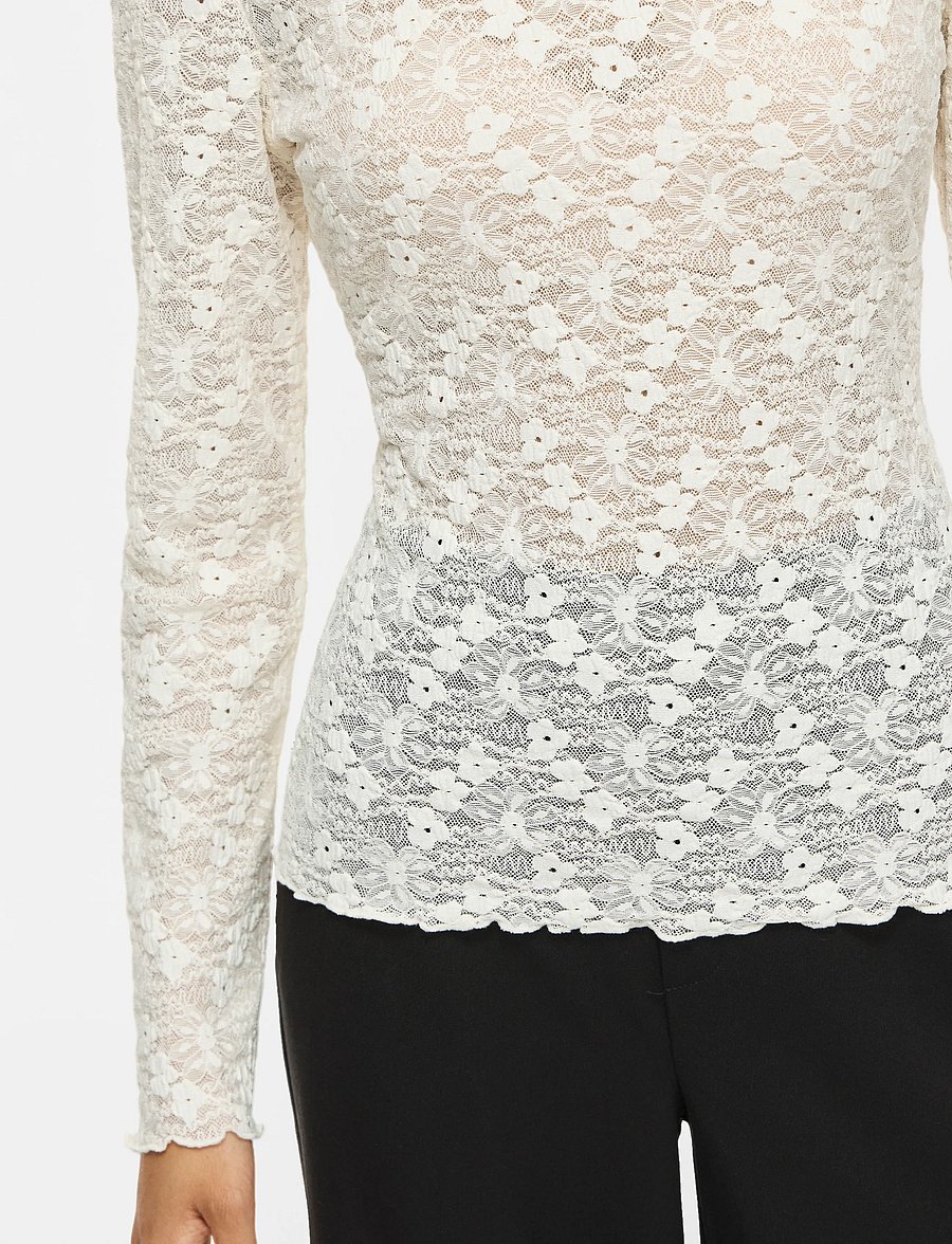 Vila - VIFAY O-NECK L/S TOP - NOOS - langärmelige blusen - egret - 5