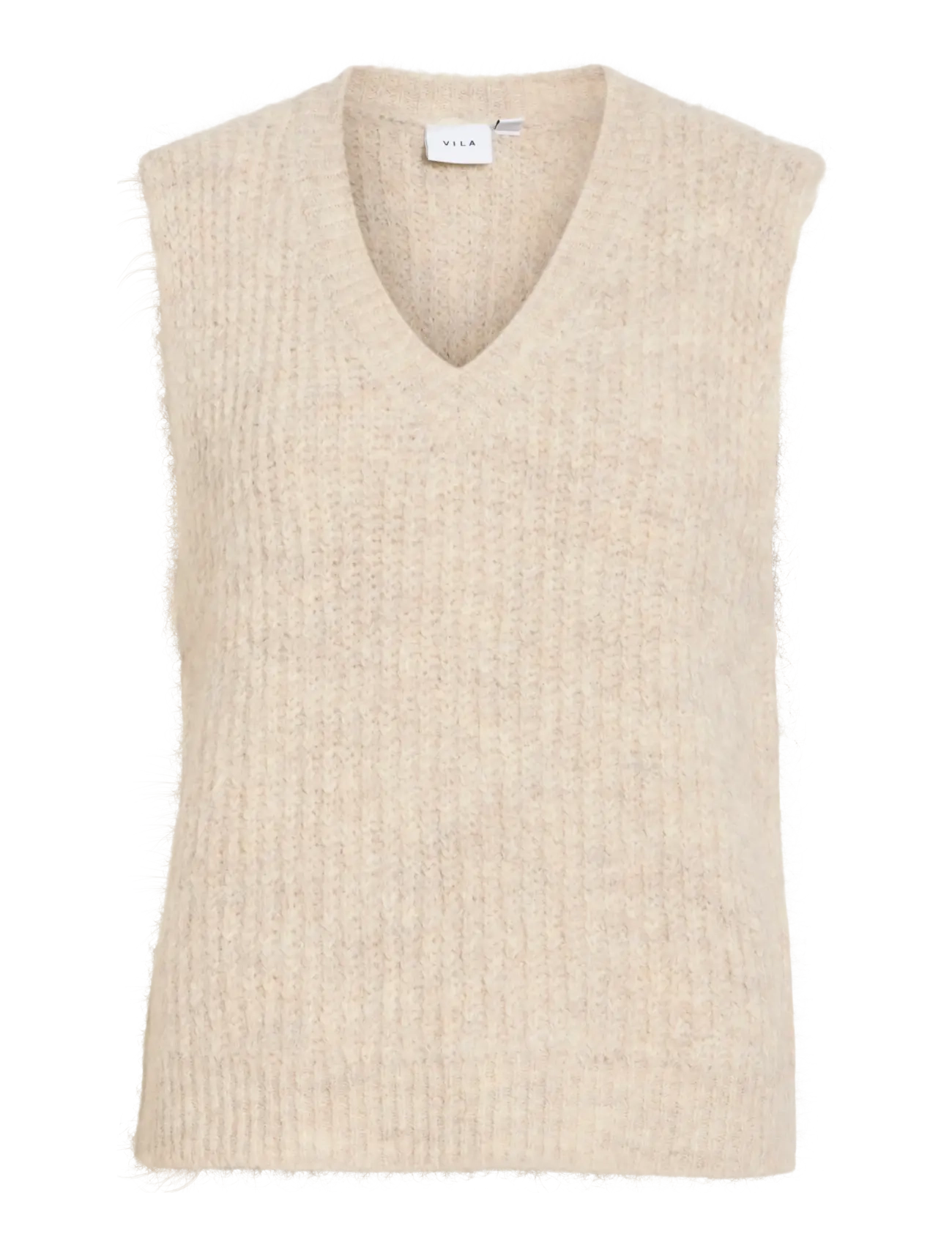 Vila VILAMPE V-NECK KNIT WAISTCOAT - Vestid - SUPER LIGHT NATURAL MELAN / cream