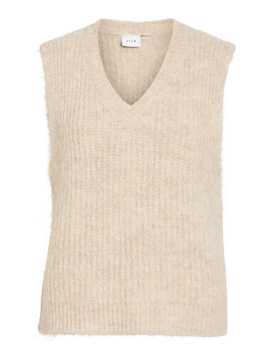 Vila - VILAMPE V-NECK KNIT WAISTCOAT - super light natural melan - 1