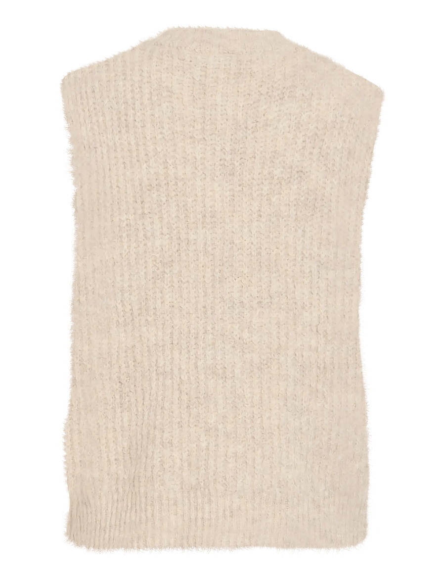 Vila - VILAMPE V-NECK KNIT WAISTCOAT - super light natural melan - 2