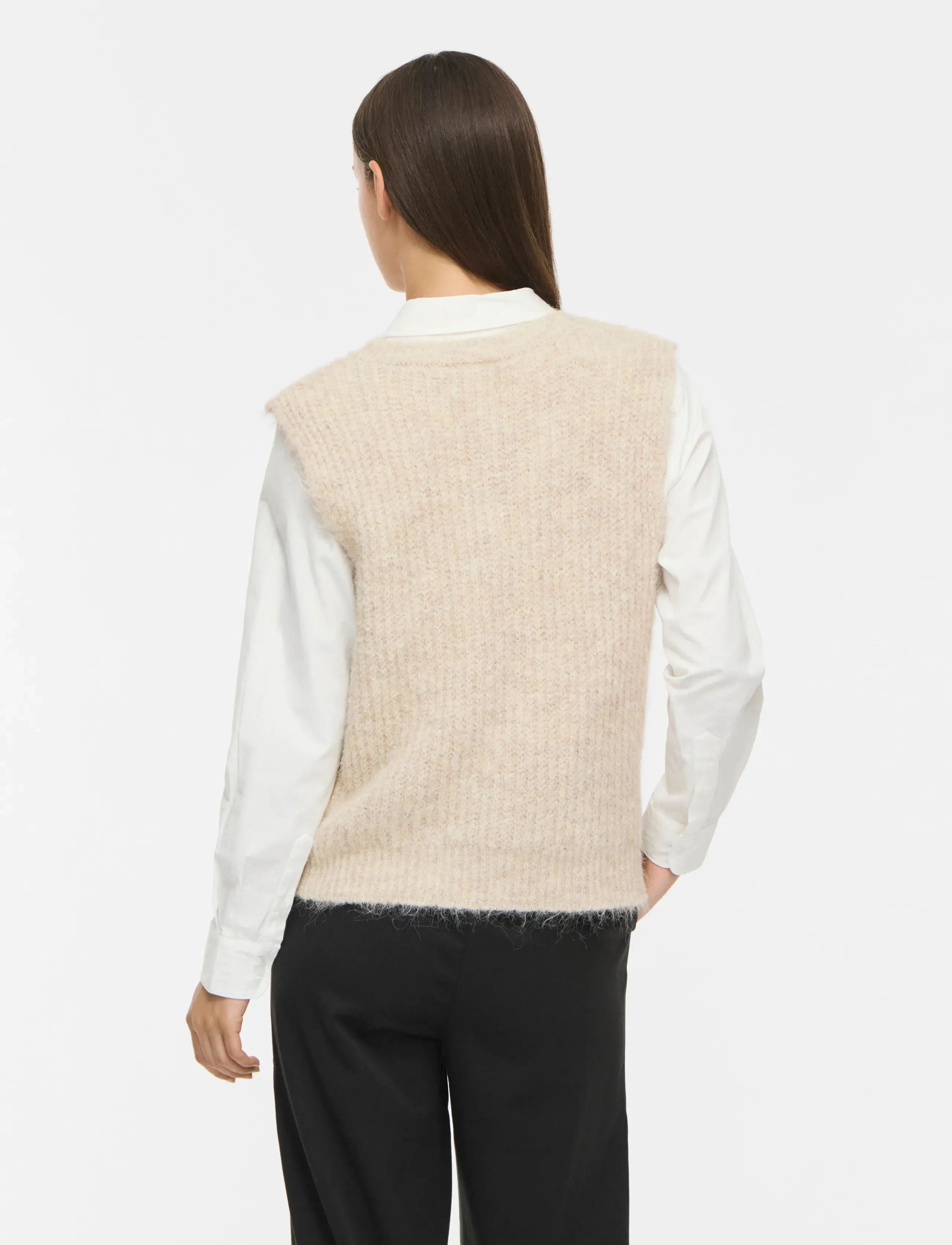 Vila - VILAMPE V-NECK KNIT WAISTCOAT - super light natural melan - 3