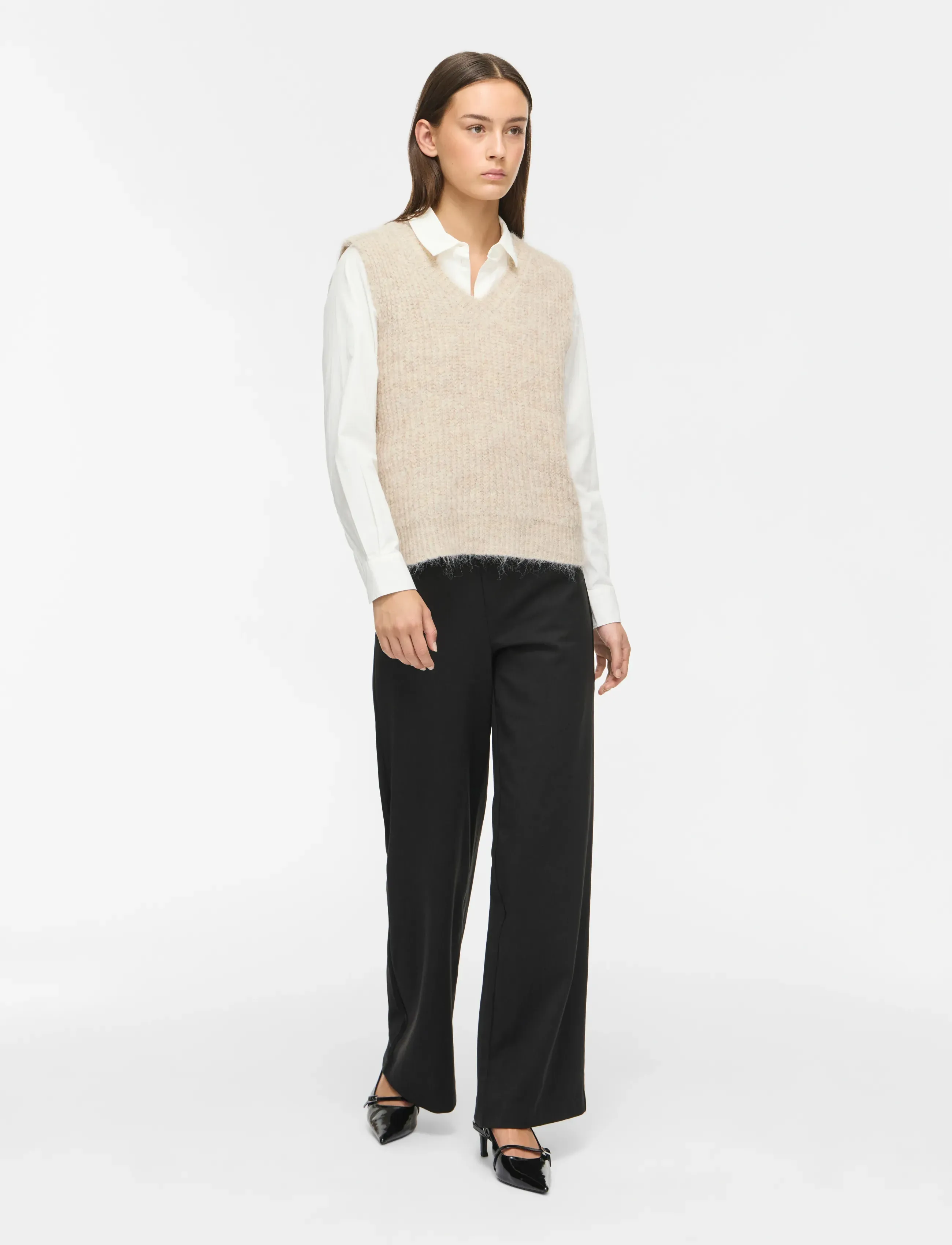 Vila - VILAMPE V-NECK KNIT WAISTCOAT - super light natural melan - 4