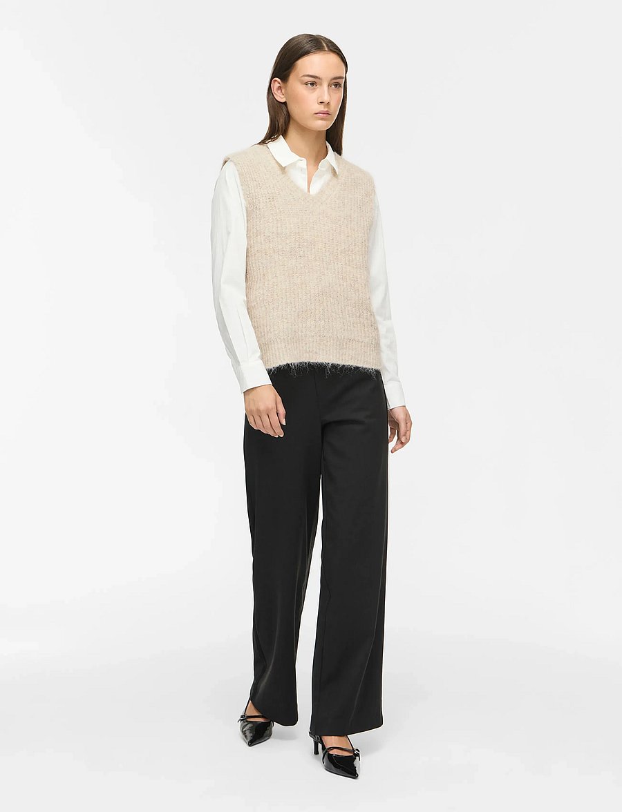 Vila - VILAMPE V-NECK KNIT WAISTCOAT - super light natural melan - 4