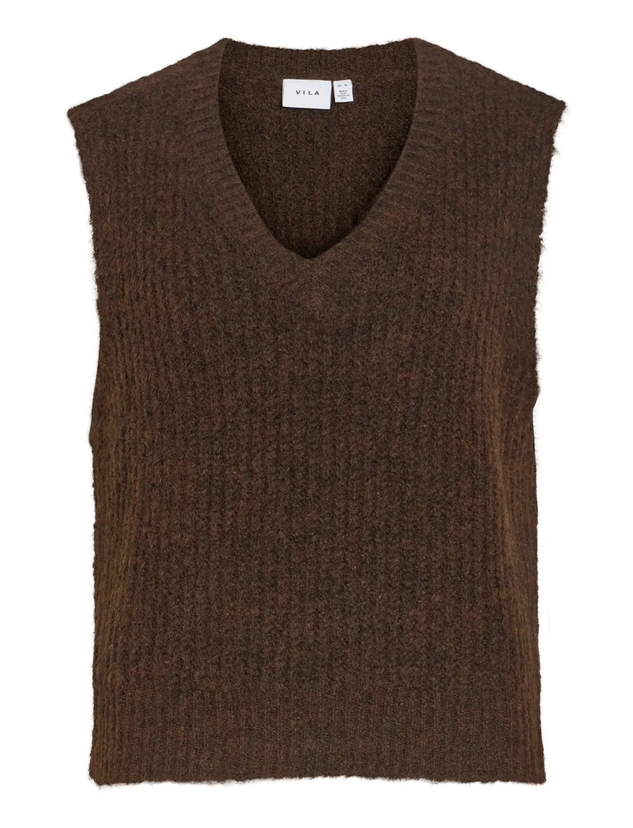Vila VILAMPE V-NECK KNIT WAISTCOAT - Prjónavesti - COFFEE BEAN / brown