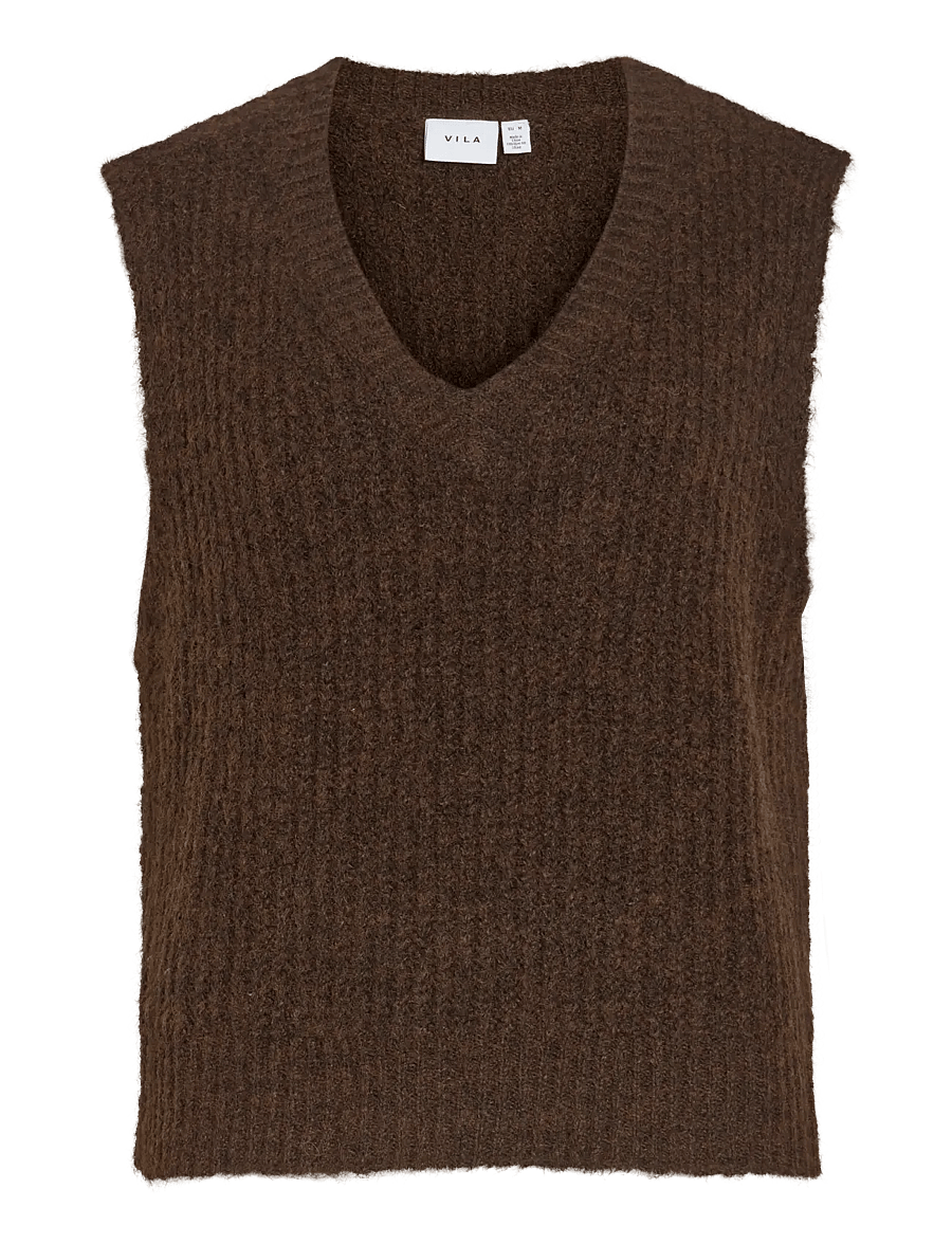 Vila - VILAMPE V-NECK KNIT WAISTCOAT - coffee bean - 1