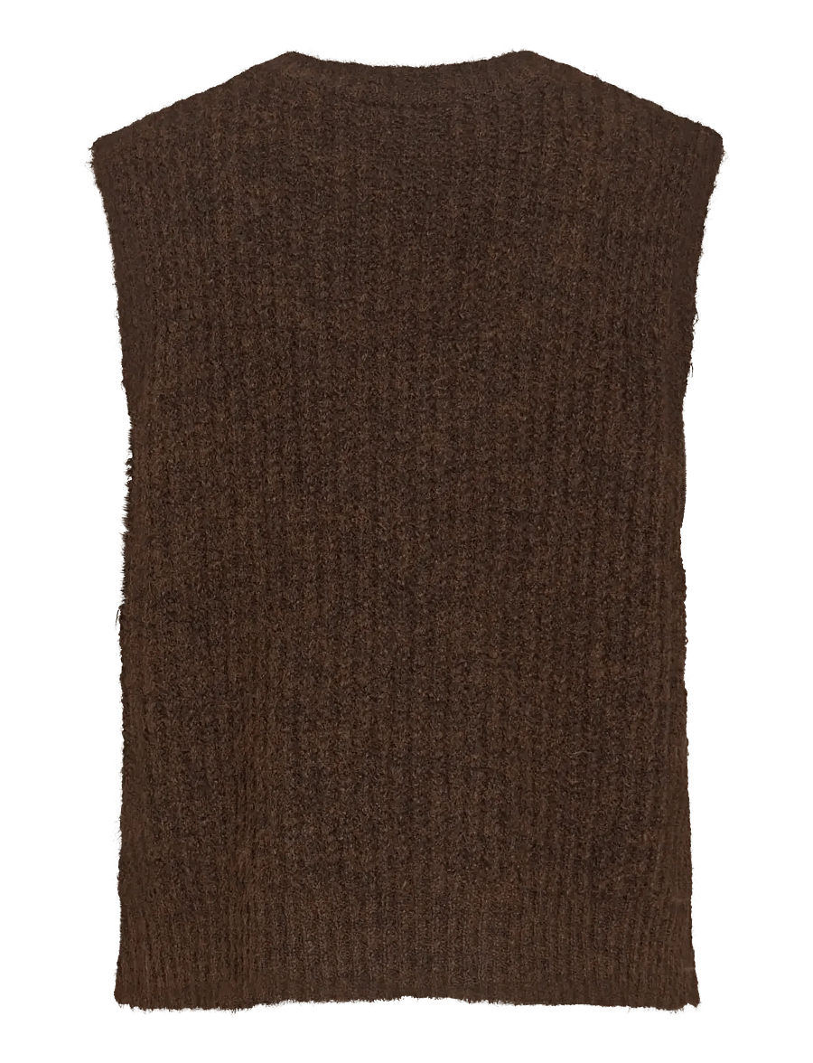 Vila - VILAMPE V-NECK KNIT WAISTCOAT - coffee bean - 2