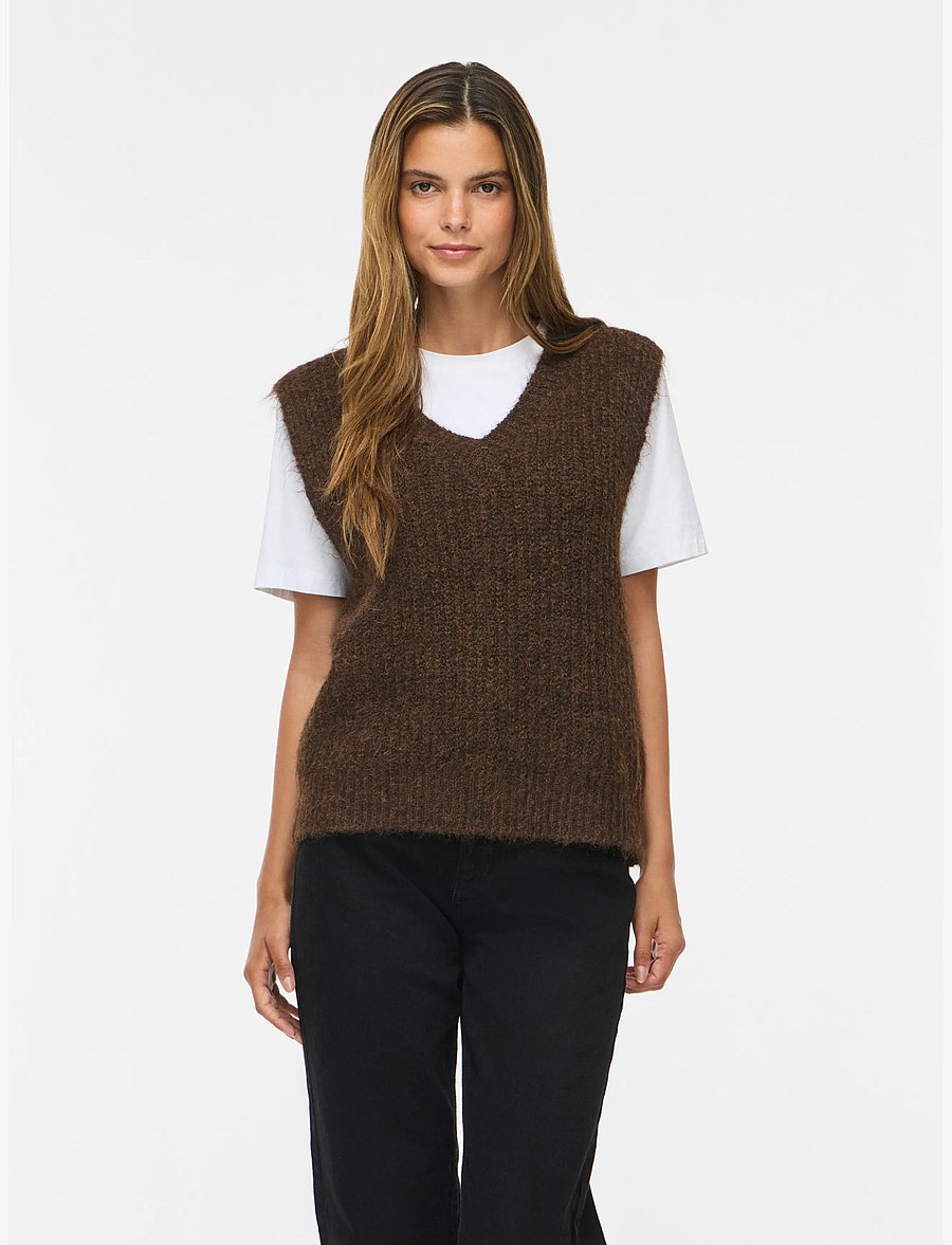 Vila - VILAMPE V-NECK KNIT WAISTCOAT - coffee bean - 0