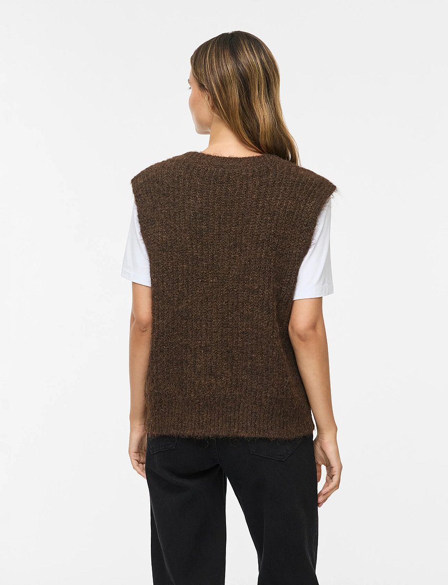 Vila - VILAMPE V-NECK KNIT WAISTCOAT - coffee bean - 3