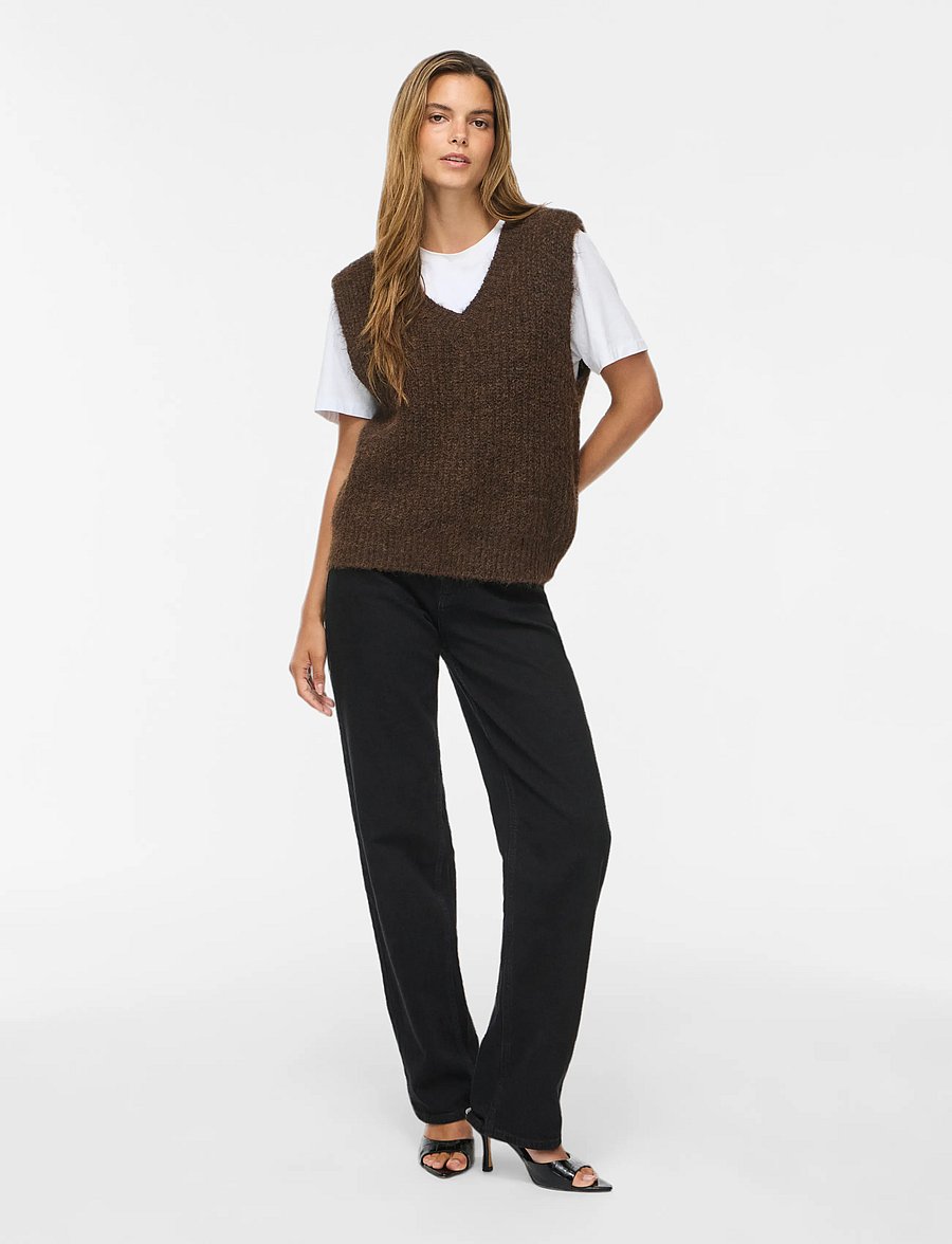 Vila - VILAMPE V-NECK KNIT WAISTCOAT - coffee bean - 4
