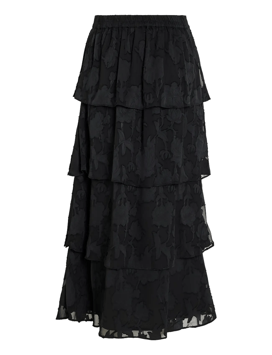 Vila - VIRINDA FRILL ANKLE SKIRT/DC/RN - maxikjolar - black beauty - 1