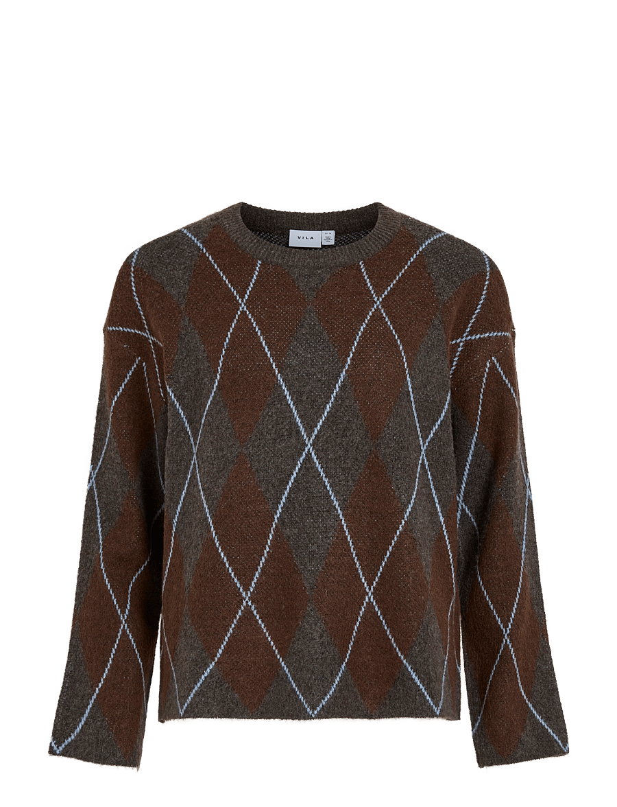 Vila - VIARGYLE L/S KNIT TOP/BFS/SPI - dark grey melange - 1
