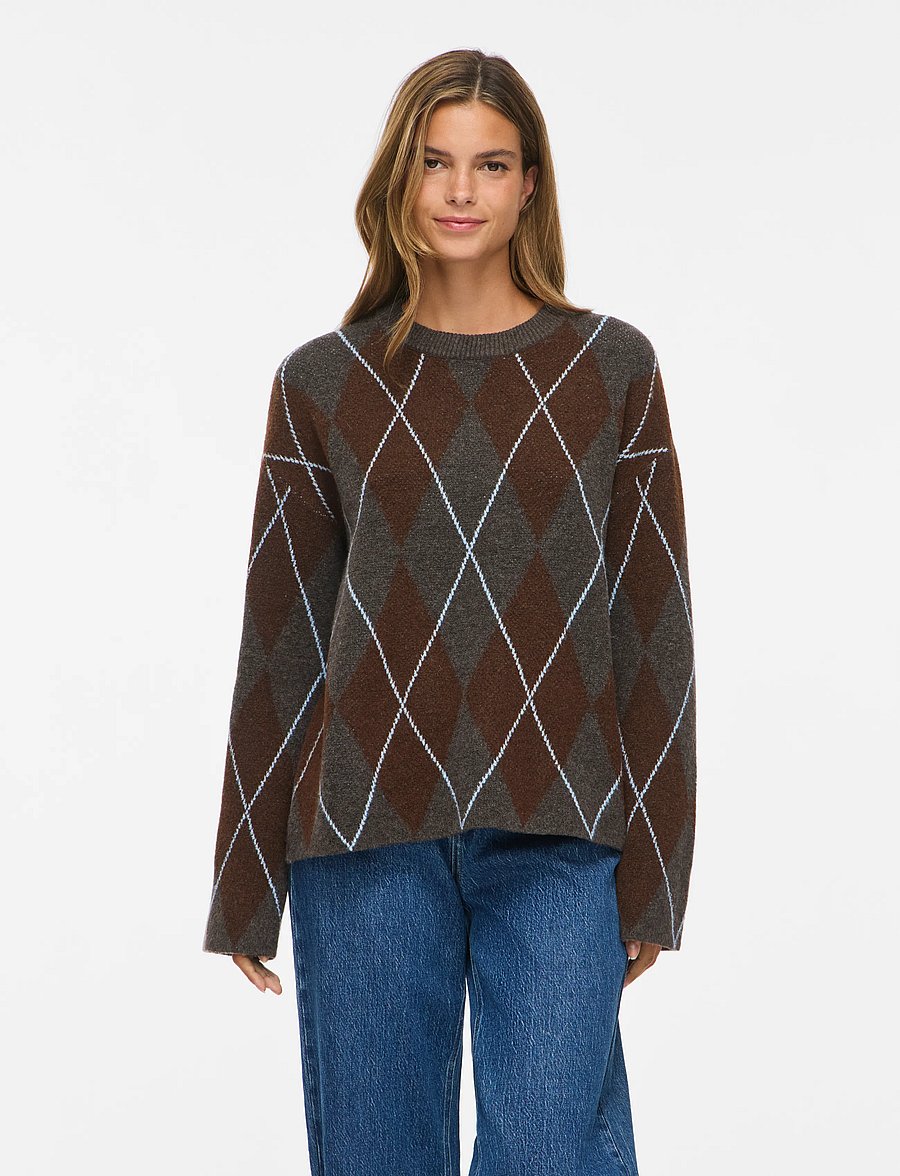 Vila - VIARGYLE L/S KNIT TOP/BFS/SPI - dark grey melange - 0