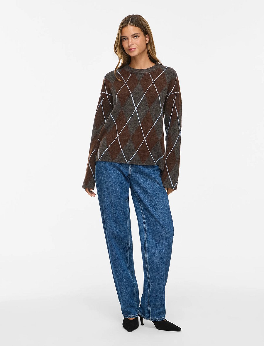 Vila - VIARGYLE L/S KNIT TOP/BFS/SPI - dark grey melange - 4