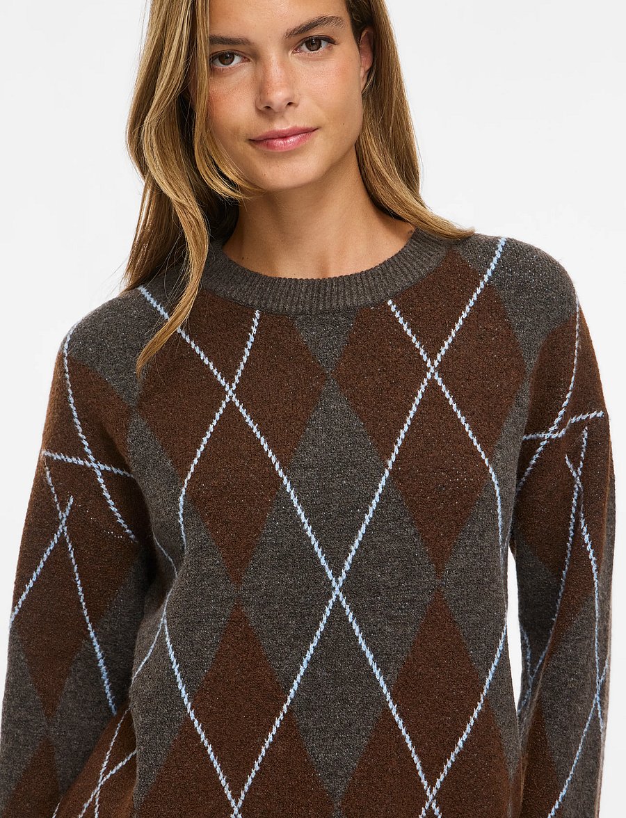 Vila - VIARGYLE L/S KNIT TOP/BFS/SPI - dark grey melange - 5