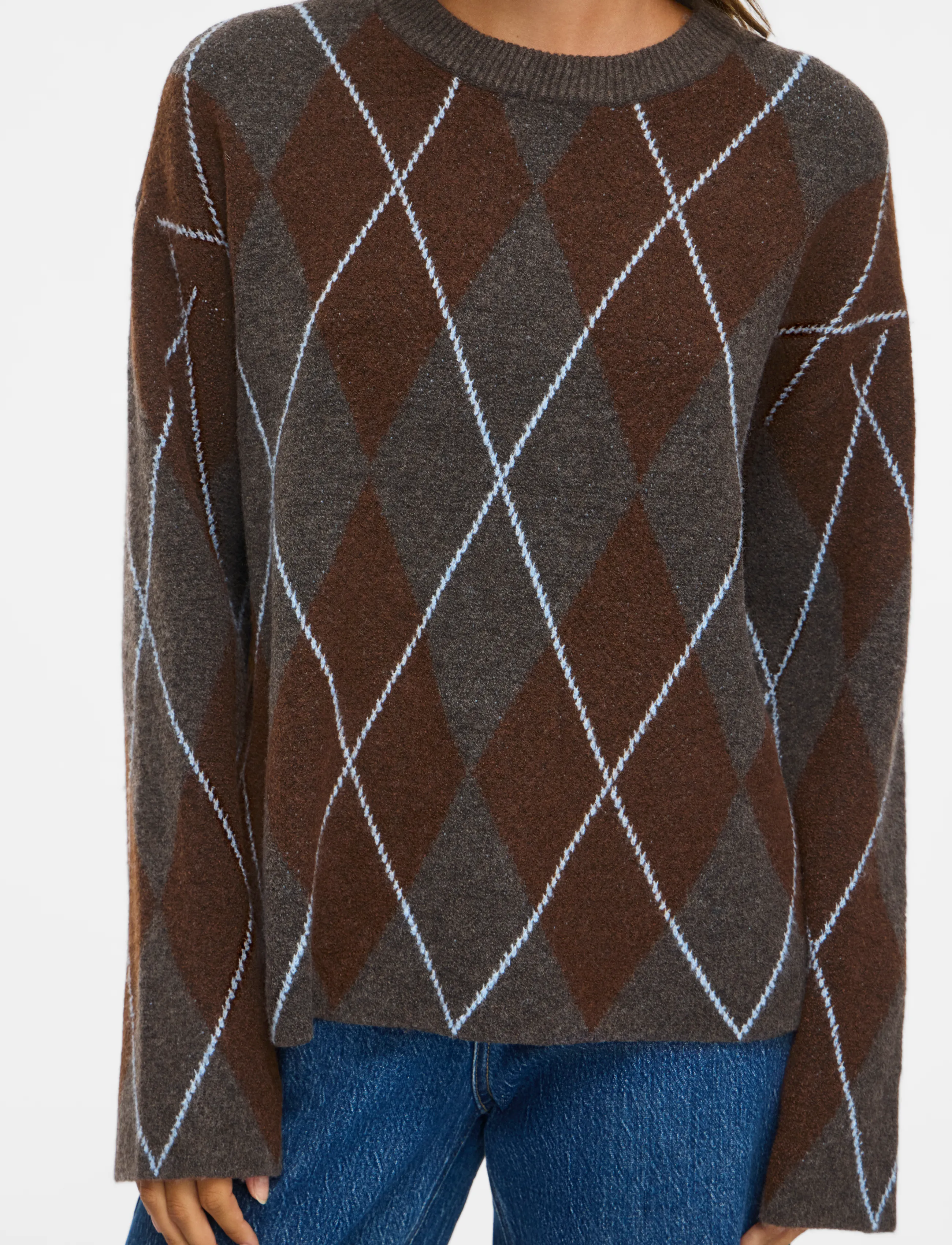 Vila VIARGYLE L/S KNIT TOP/BFS/SPI - Fødselsdag - DARK GREY MELANGE / grey