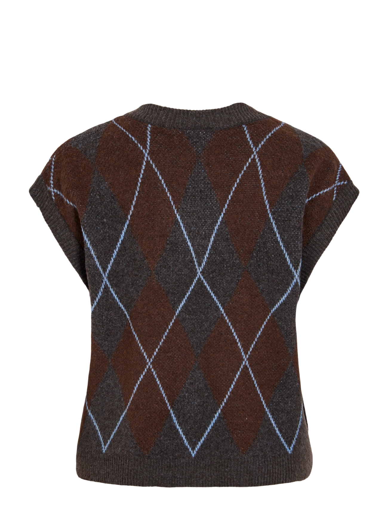 Tröjor Vila Argyle Knit Dark Grey Melange/Coffee Bean 4
