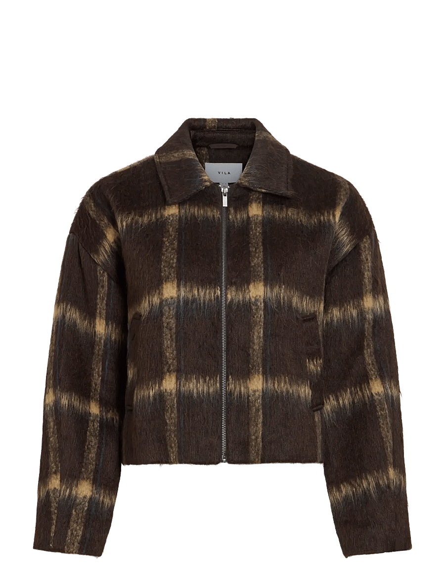 Vila - VIZARAH CHEKCED JACKET /OTW - tunna jackor - coffee bean - 1