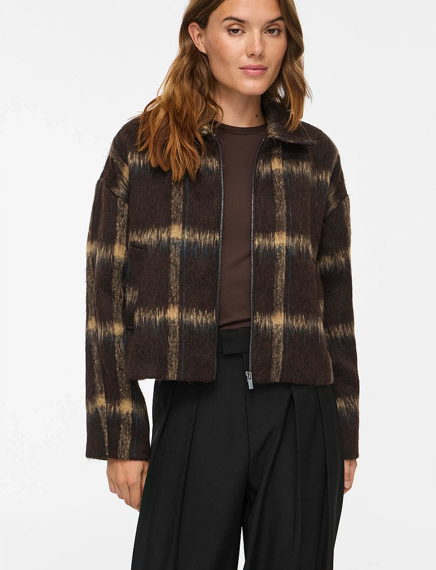 Vila - VIZARAH CHEKCED JACKET /OTW - tunna jackor - coffee bean - 5