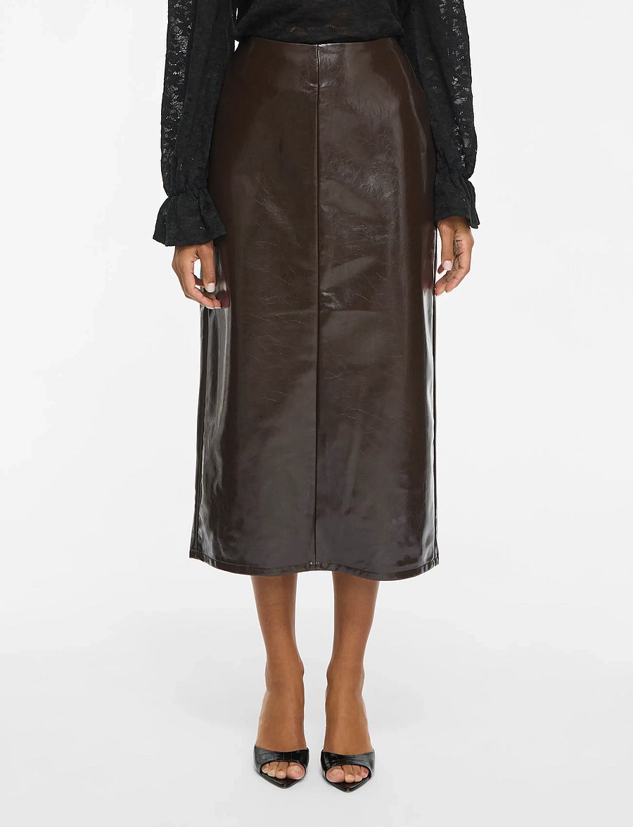 Vila - VISHINNY HW COATED SKIRT/RC/BFS - midi-röcke - coffee bean - 0