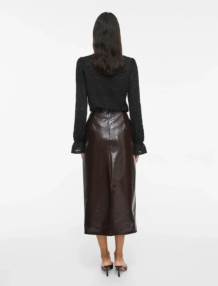 Vila - VISHINNY HW COATED SKIRT/RC/BFS - midi-röcke - coffee bean - 3