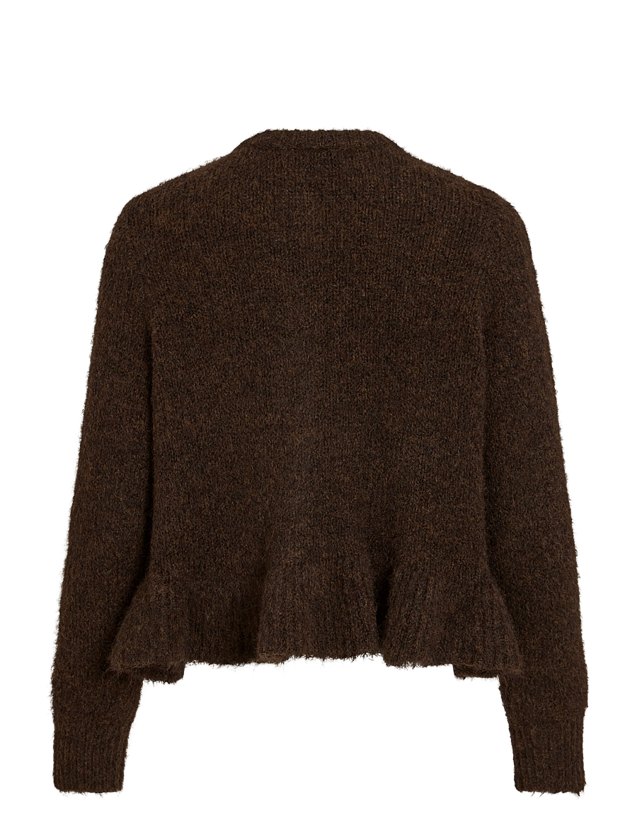 Vila - VIBOWS L/S FLOUNCE KNIT CARDIGAN-NOOS - strickjacken - coffee bean - 2