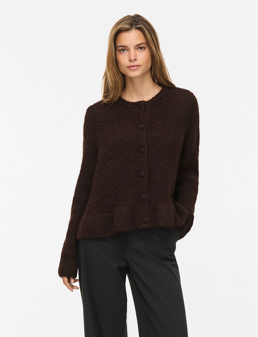 Vila - VIBOWS L/S FLOUNCE KNIT CARDIGAN-NOOS - strickjacken - coffee bean - 0