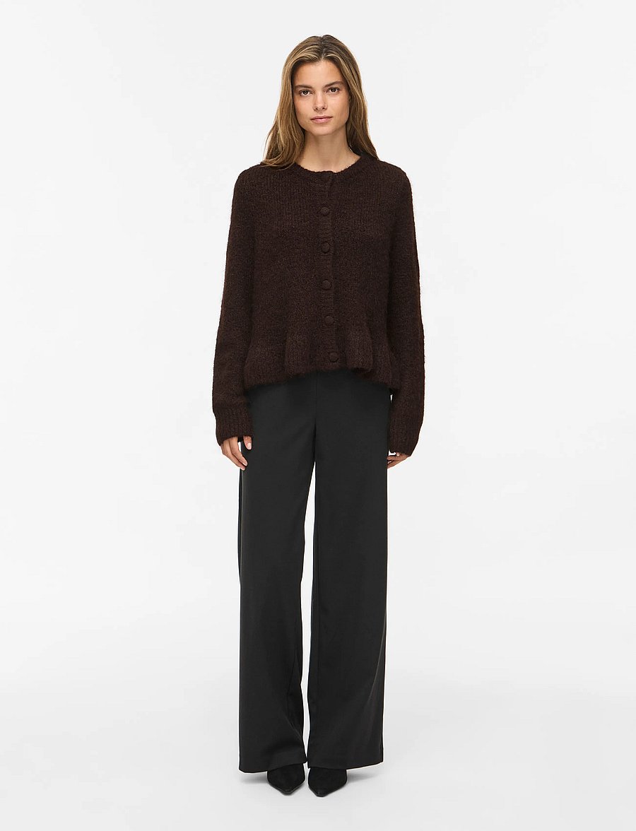 Vila - VIBOWS L/S FLOUNCE KNIT CARDIGAN-NOOS - strickjacken - coffee bean - 4