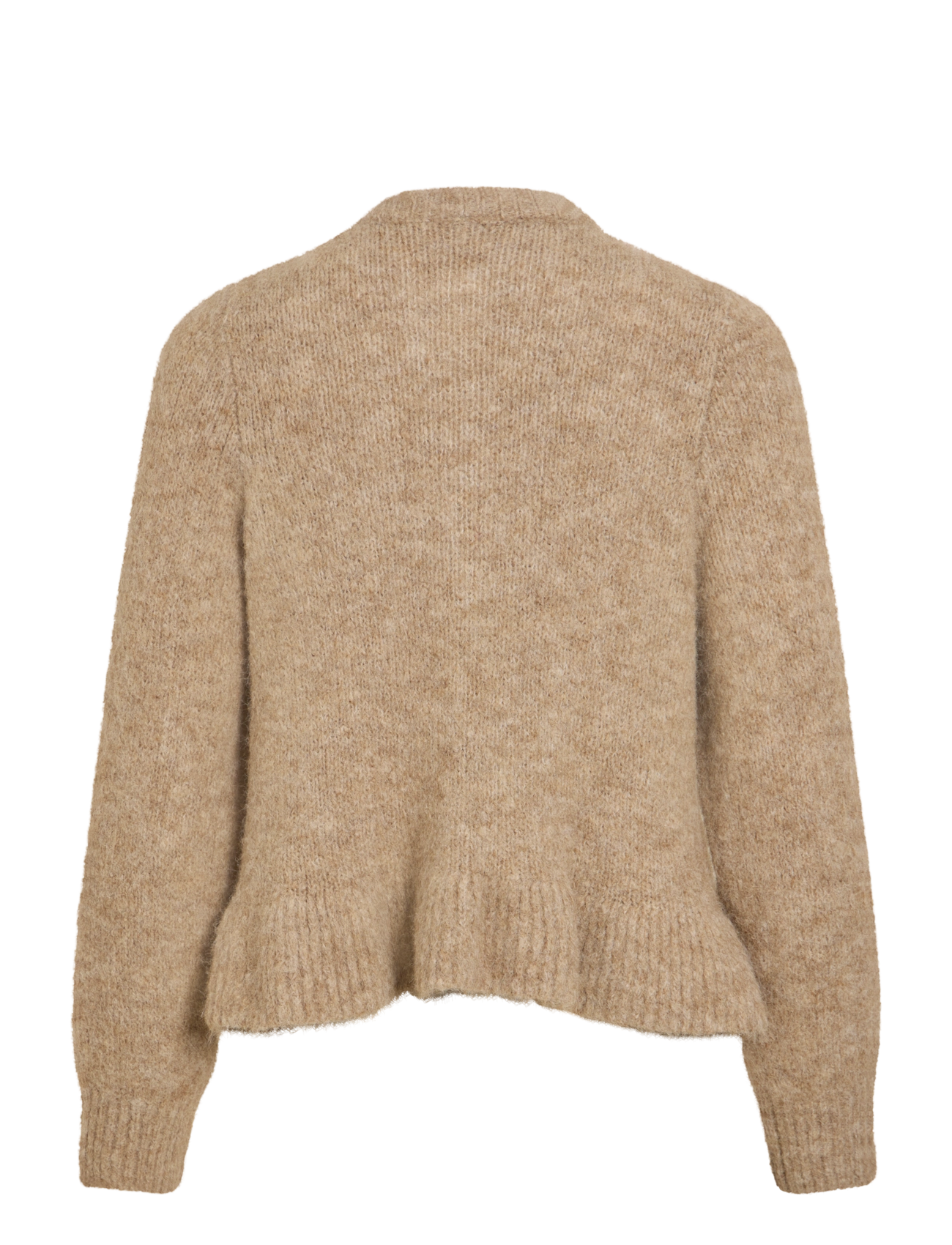 Vila - VIBOWS L/S FLOUNCE KNIT CARDIGAN-NOOS - koftor - dark natural melange - 2