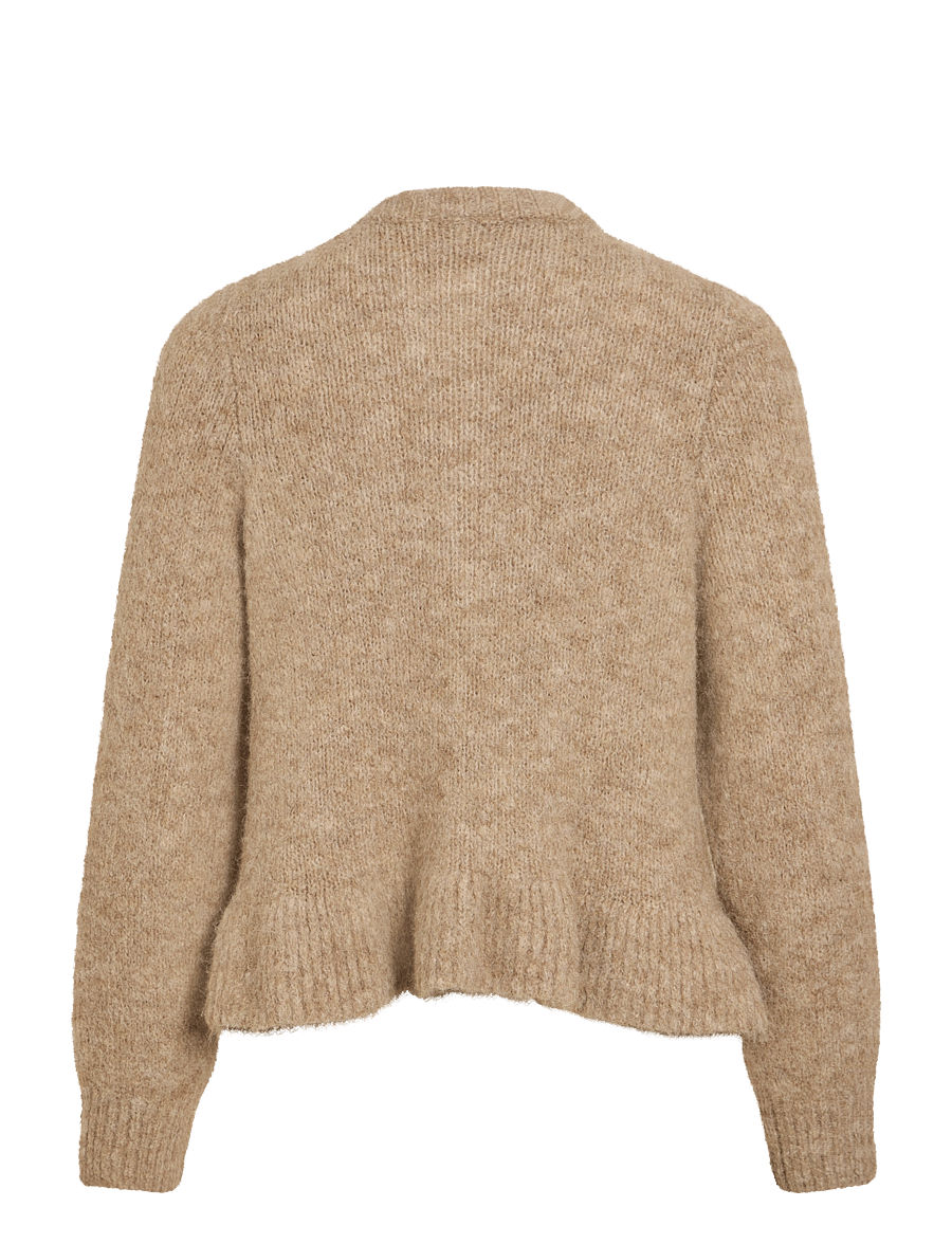 Vila - VIBOWS L/S FLOUNCE KNIT CARDIGAN-NOOS - strickjacken - dark natural melange - 2