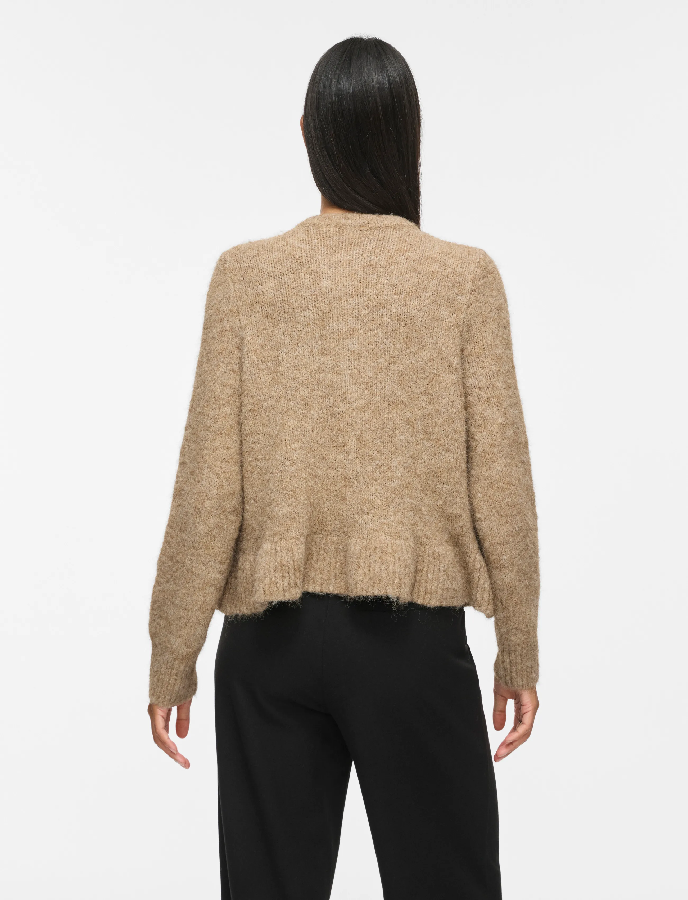 Vila - VIBOWS L/S FLOUNCE KNIT CARDIGAN-NOOS - koftor - dark natural melange - 3