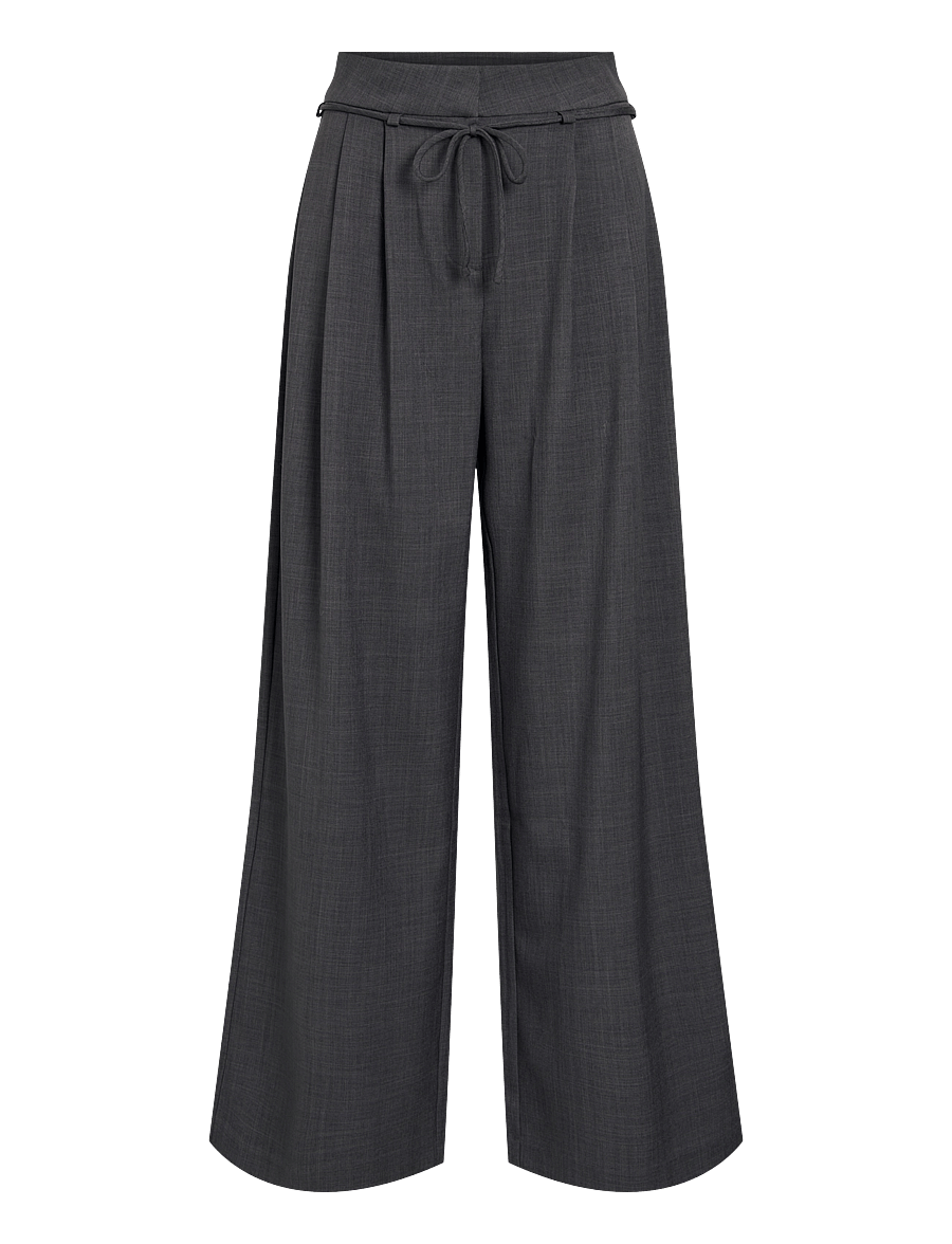 Vila - VILIOA HW TIE BELT PANT - vide bukser - medium grey melange - 0