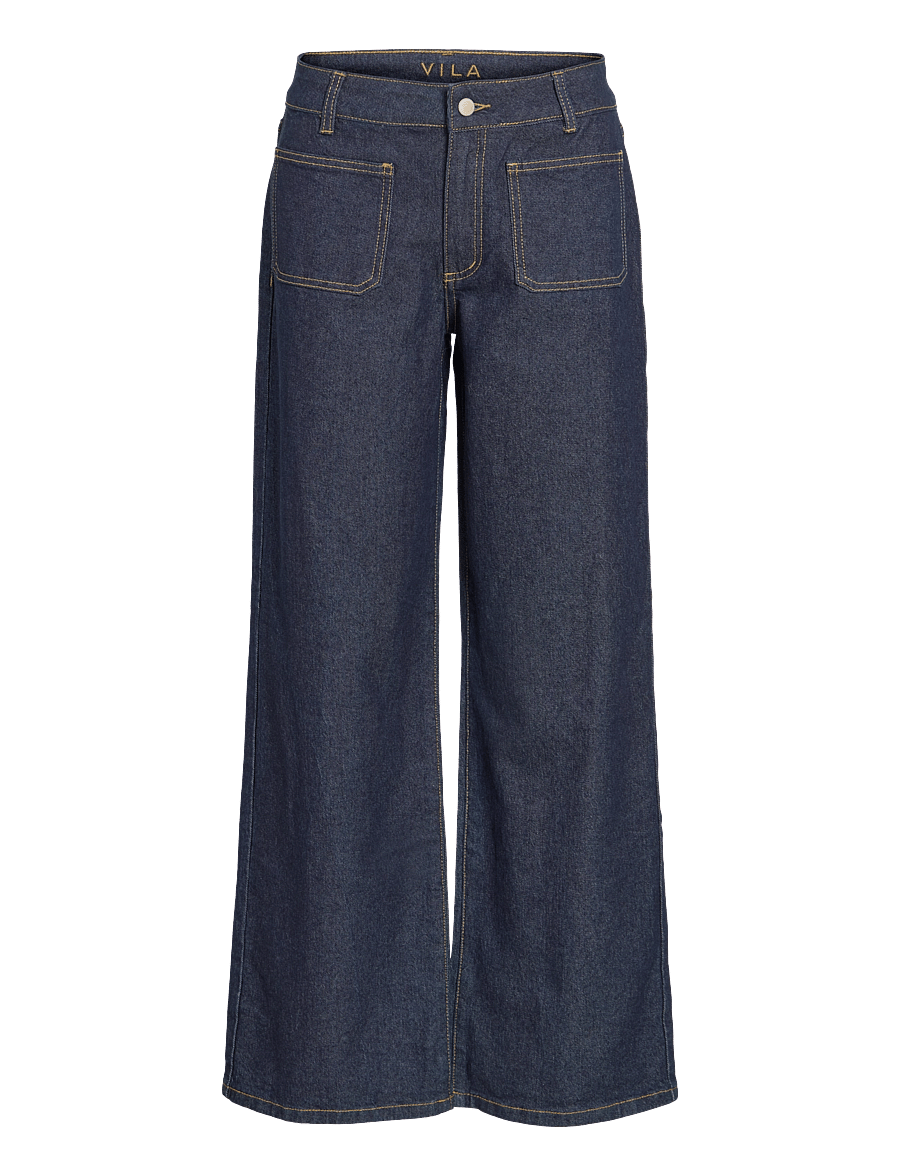Vila - VIFLORIE RIO RW WIDE POCKET JEANS - NOOS - brede jeans - dark blue denim - 1