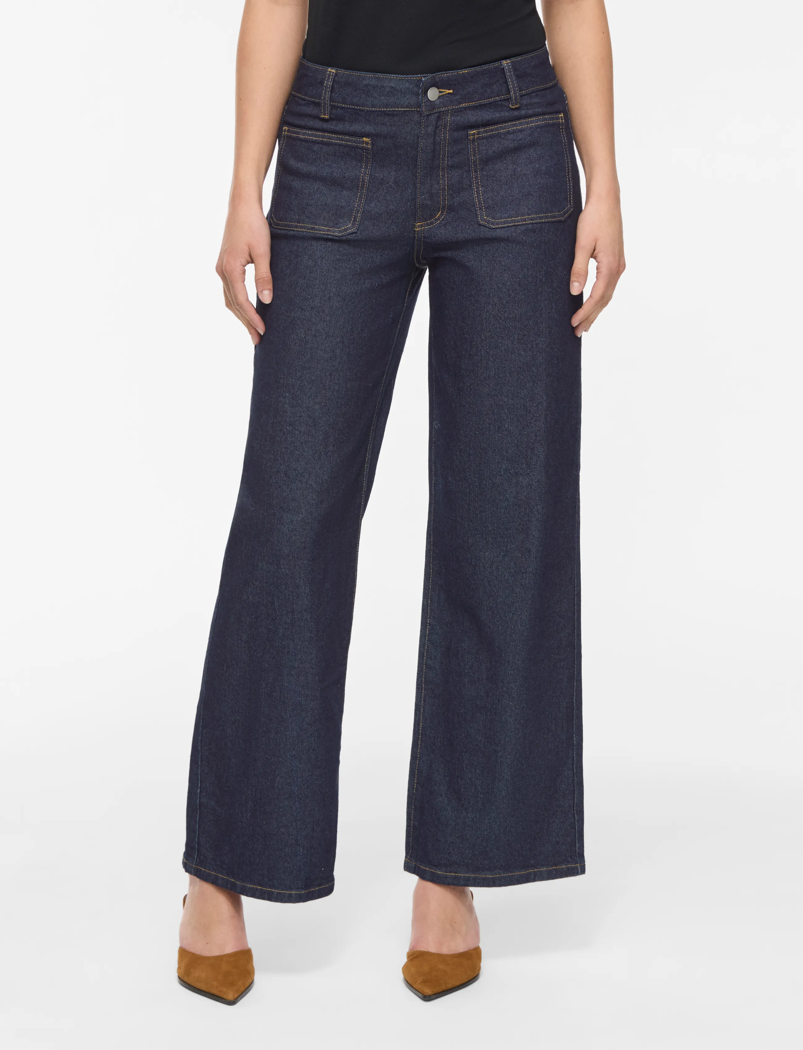 Vila VIFLORIE RIO RW WIDE POCKET JEANS - NOOS - Clothing - DARK BLUE DENIM / navy