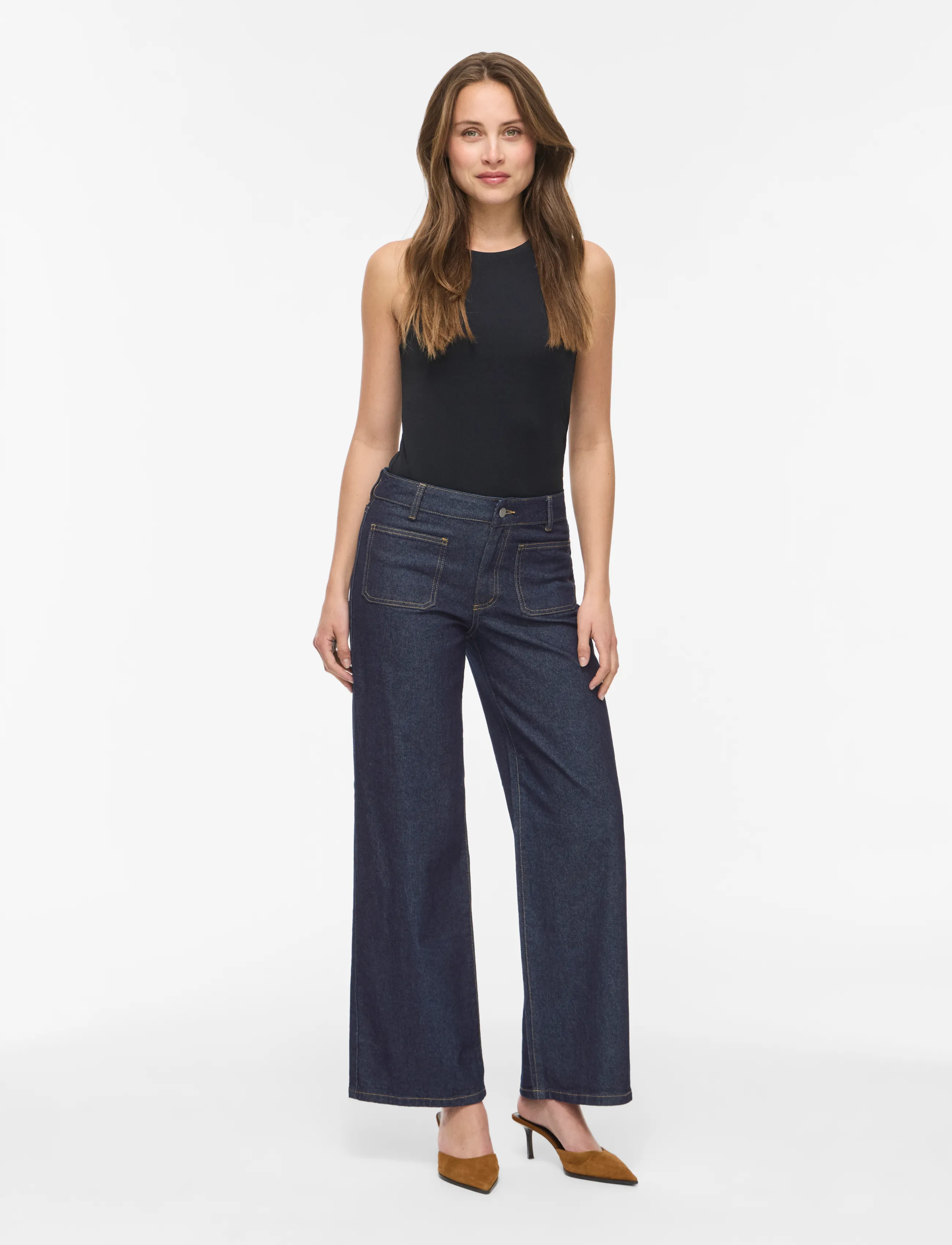 Vila - VIFLORIE RIO RW WIDE POCKET JEANS - NOOS - brede jeans - dark blue denim - 4
