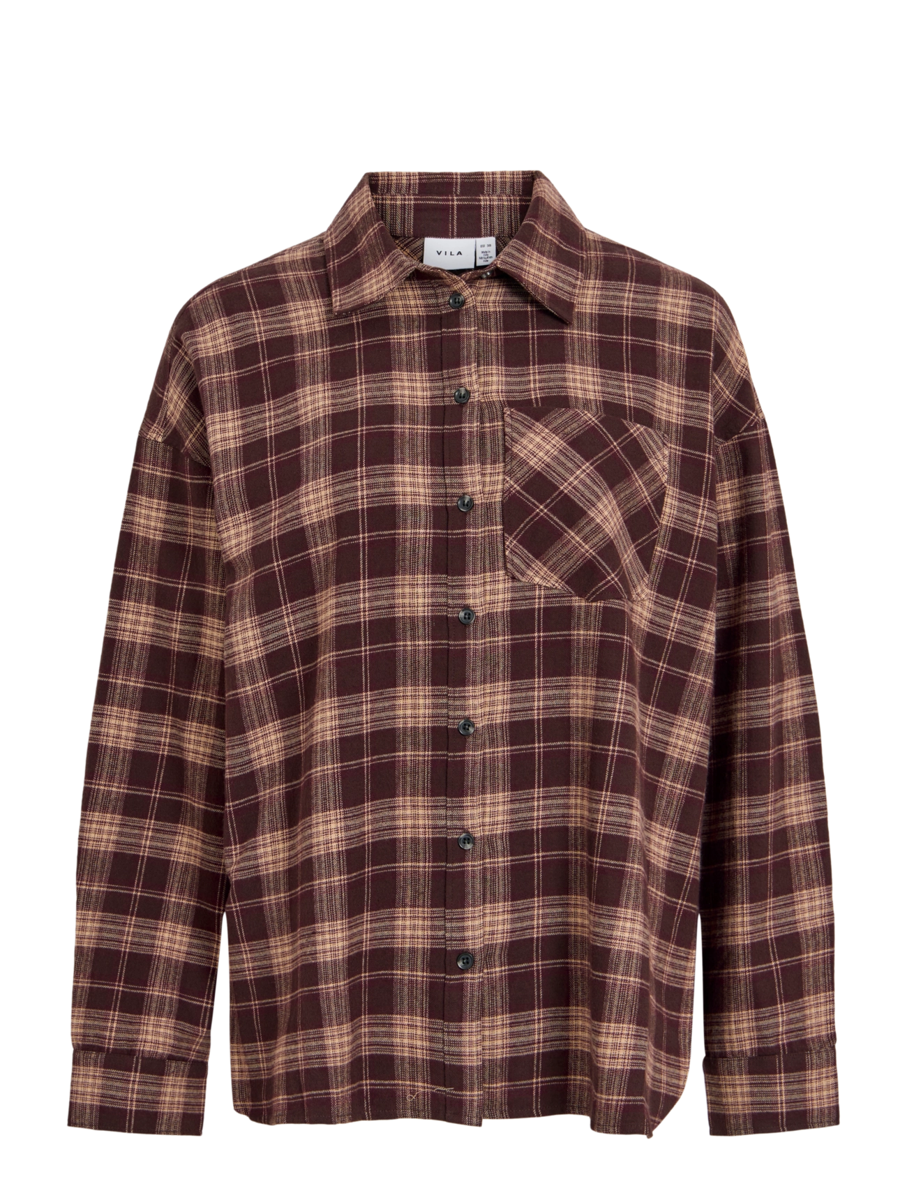Vila VIELISA FLANNEL CHECK L/S SHIRT - Tänavastiil - COFFEE BEAN / brown