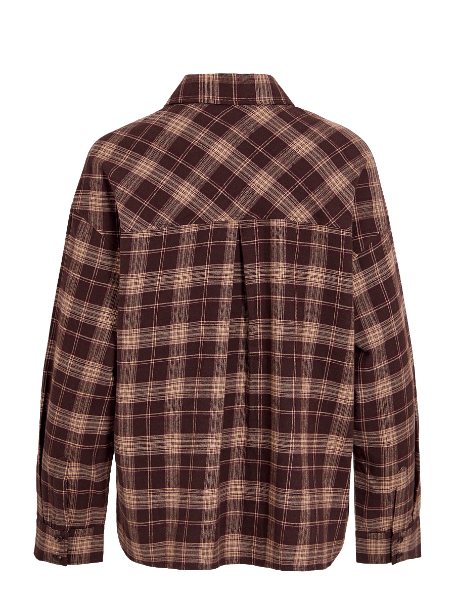 Vila - VIELISA FLANNEL CHECK L/S SHIRT - pikkade varrukatega särgid - coffee bean - 1