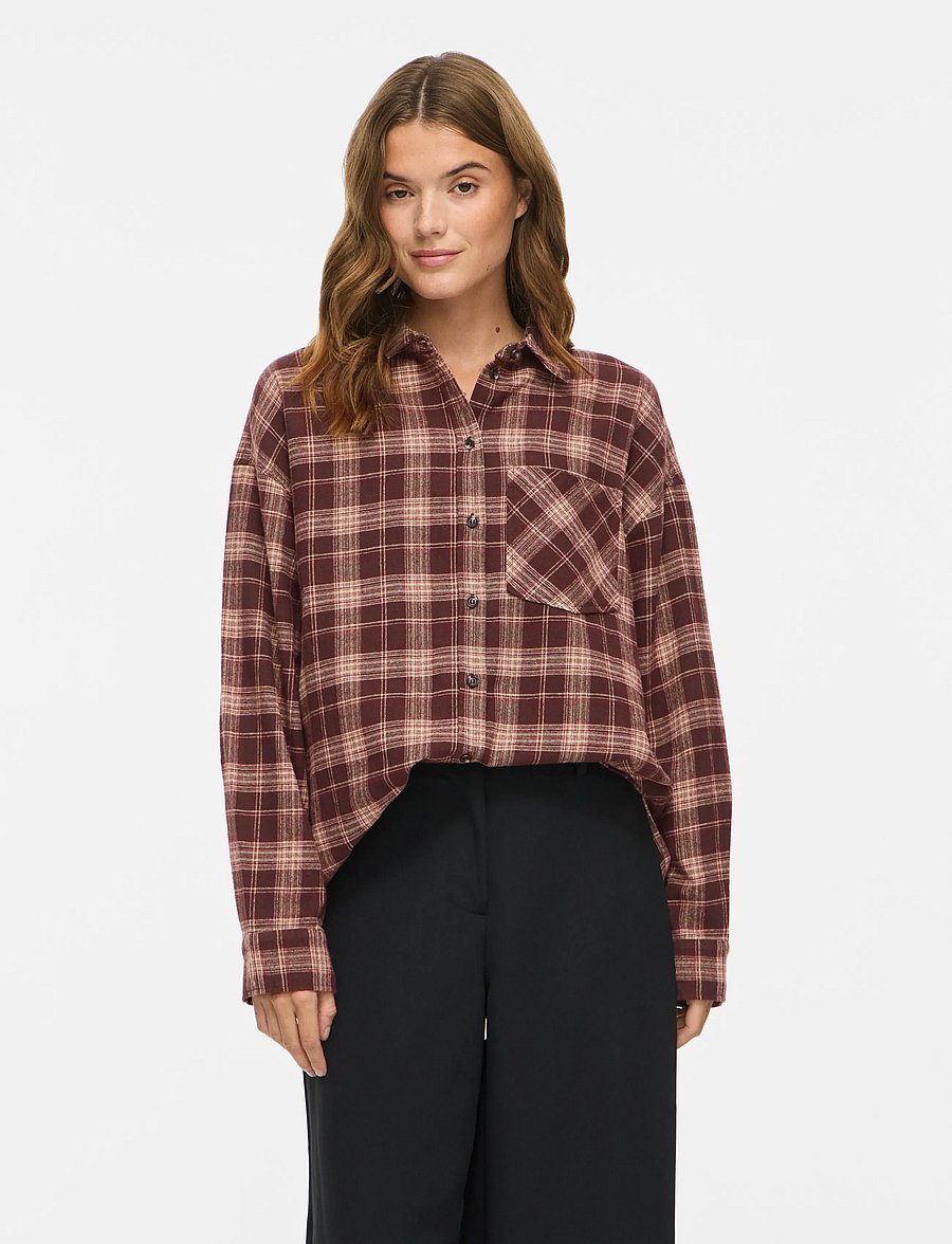 Vila - VIELISA FLANNEL CHECK L/S SHIRT - pikkade varrukatega särgid - coffee bean - 0