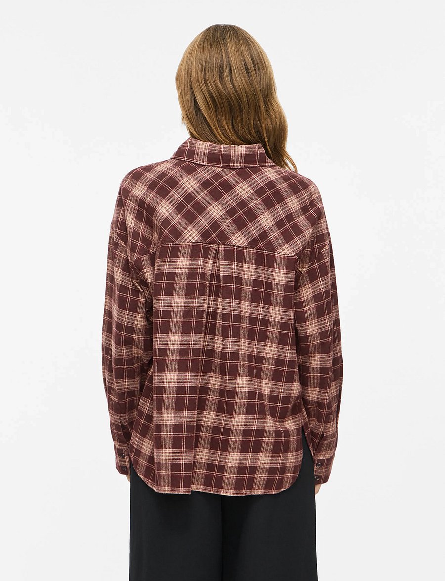 Vila - VIELISA FLANNEL CHECK L/S SHIRT - pikkade varrukatega särgid - coffee bean - 3