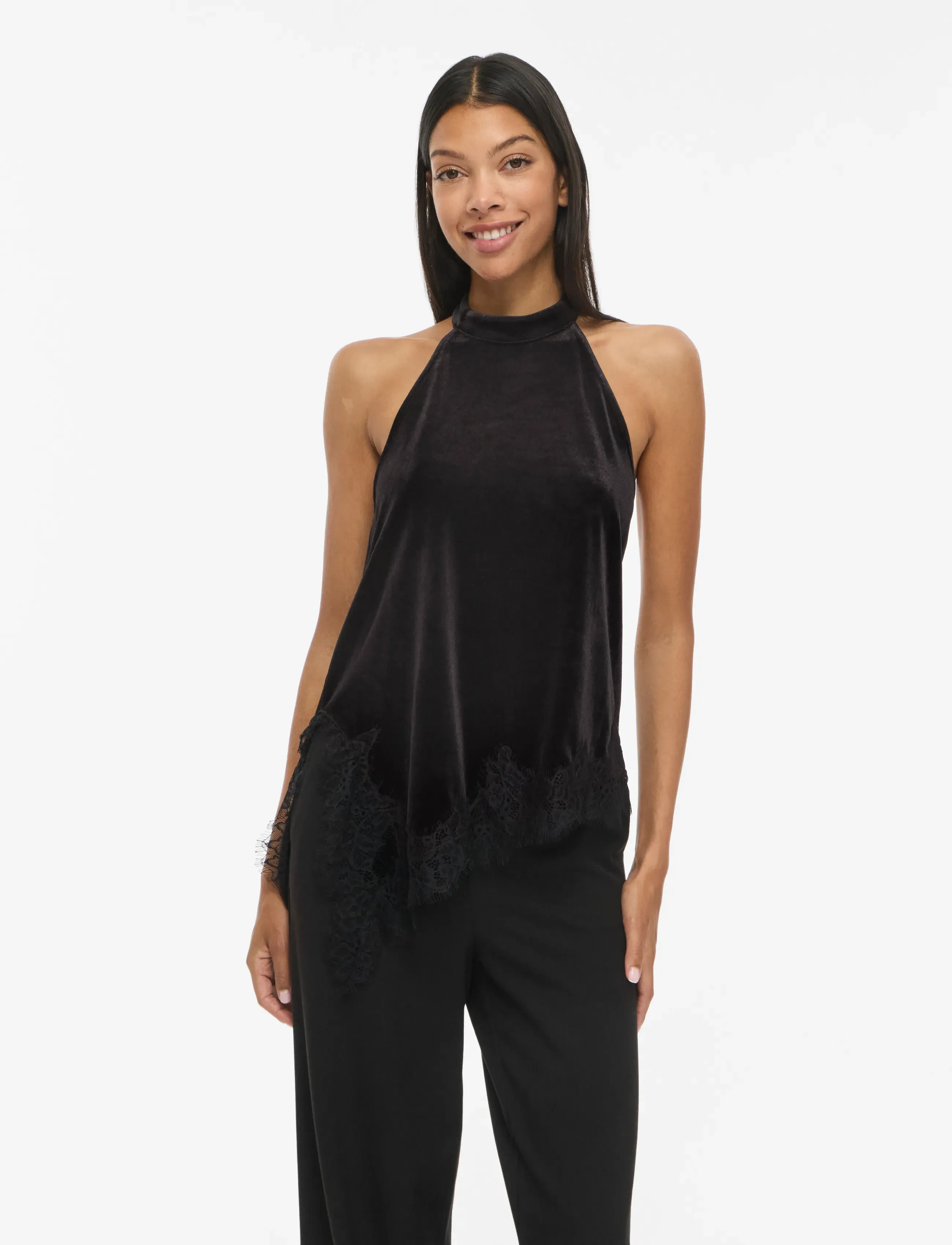 Vila - VIALINDRA HALTERNECK S/L TOP/VOL - black beauty - 0