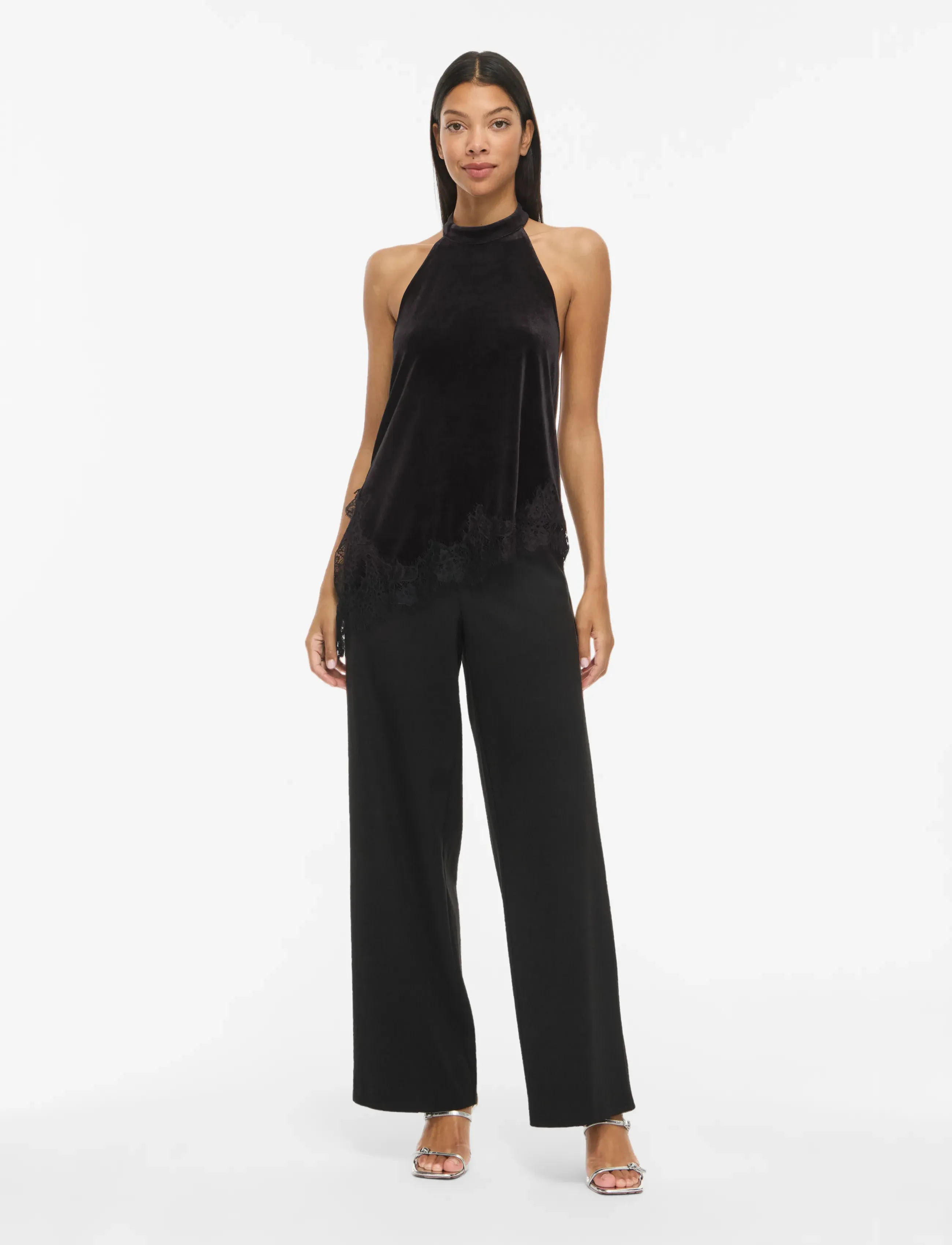 VILA Vialindra Halterneck S/L Top/Vol linnen dam – bild 3