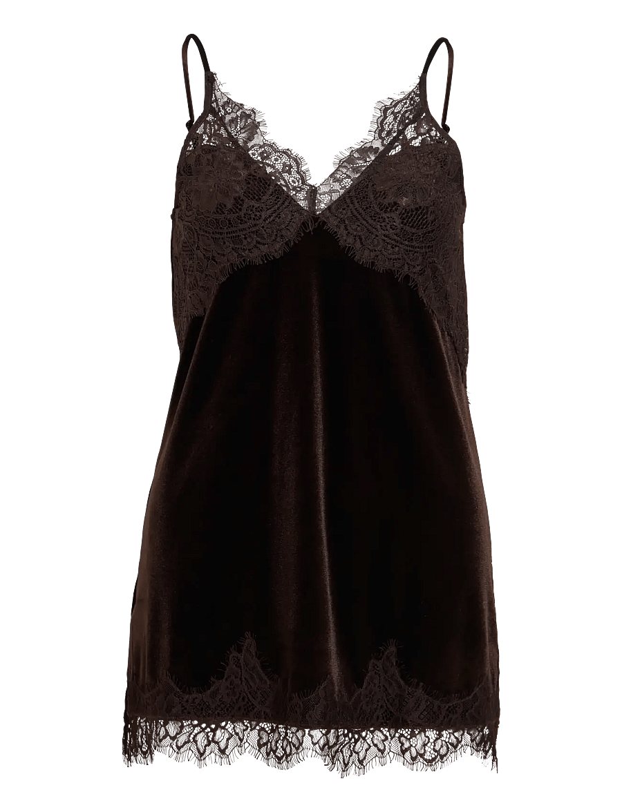 Vila - VIALINDRA SINGLET LONG TOP/VOL/BFS - coffee bean - 1
