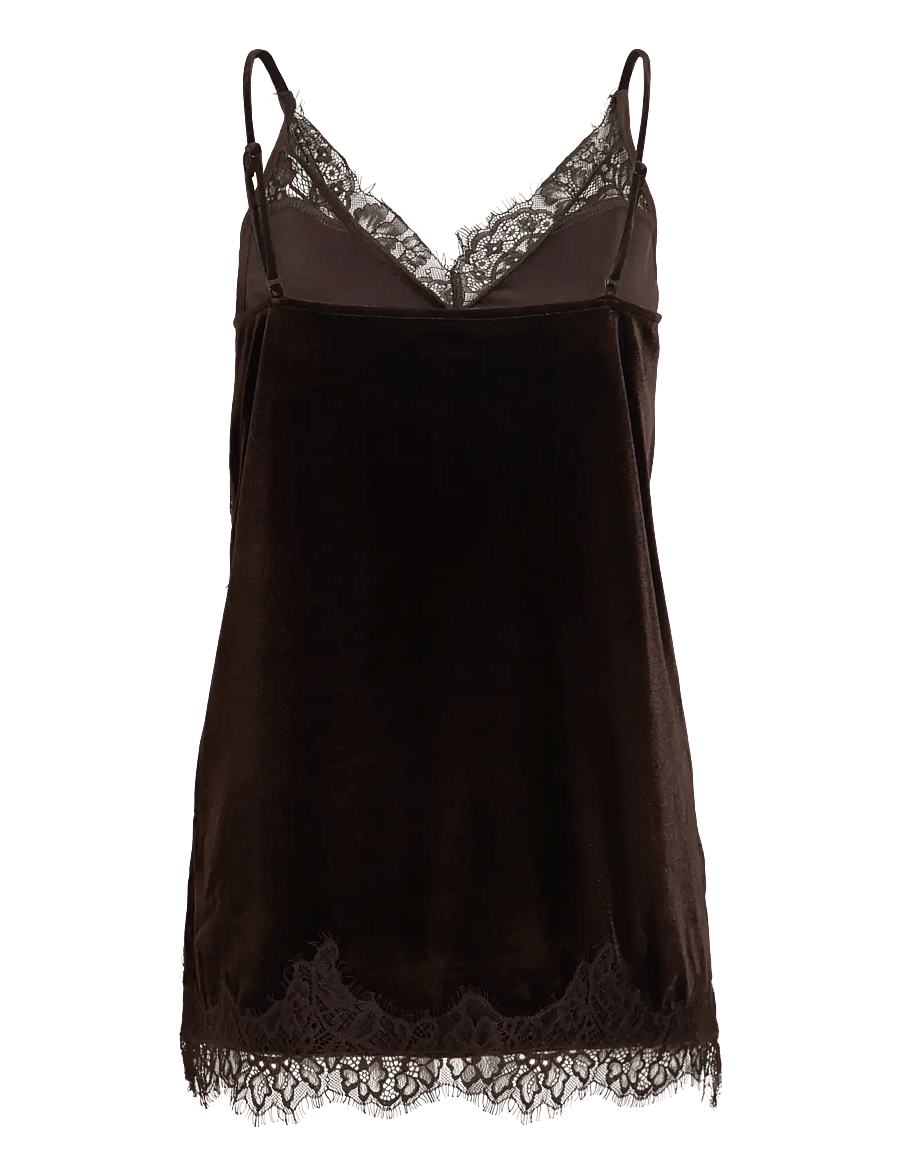 Vila - VIALINDRA SINGLET LONG TOP/VOL/BFS - coffee bean - 2