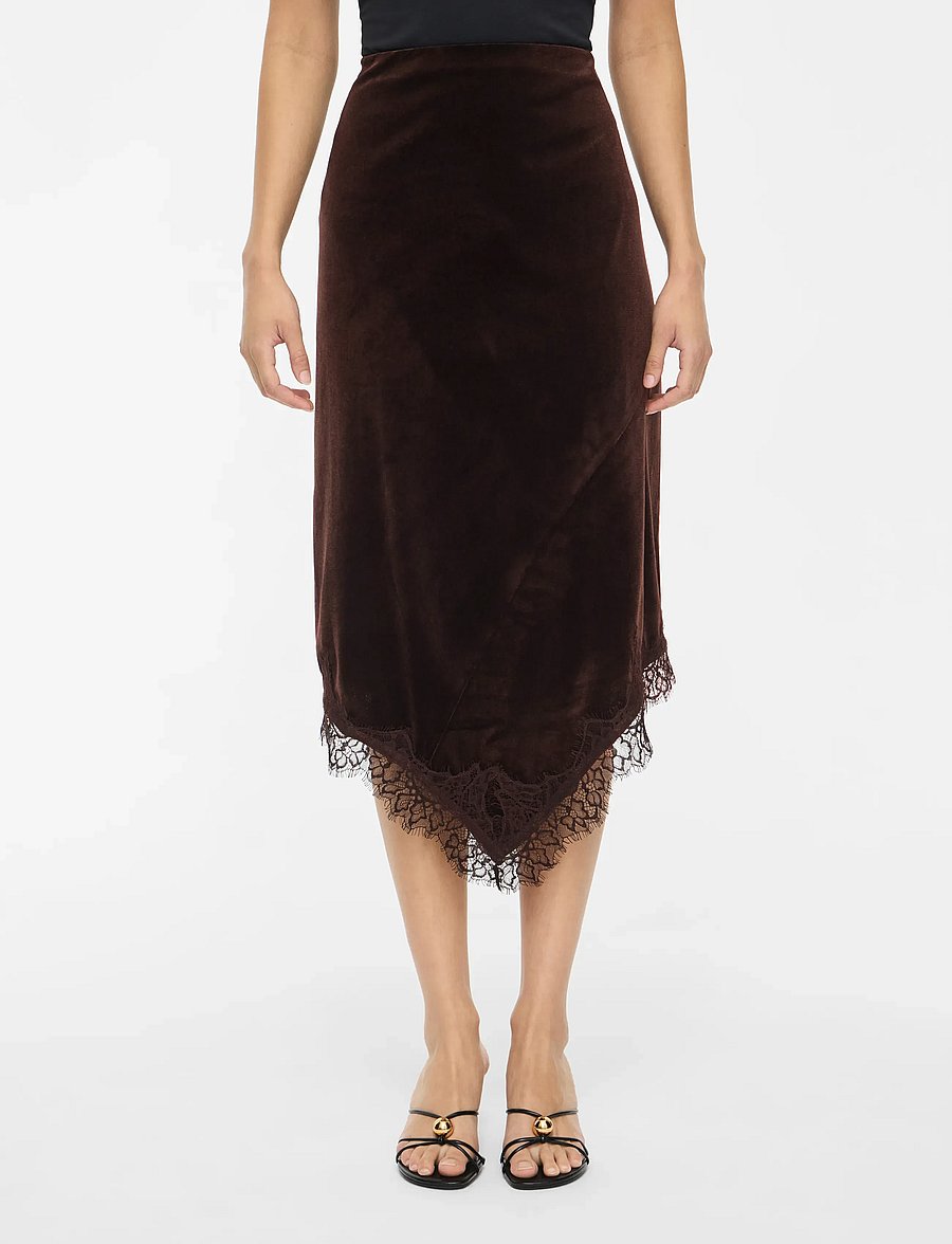 Vila - VIALINDRA HW MIDI SKIRT/VOL - midi kjolar - coffee bean - 0
