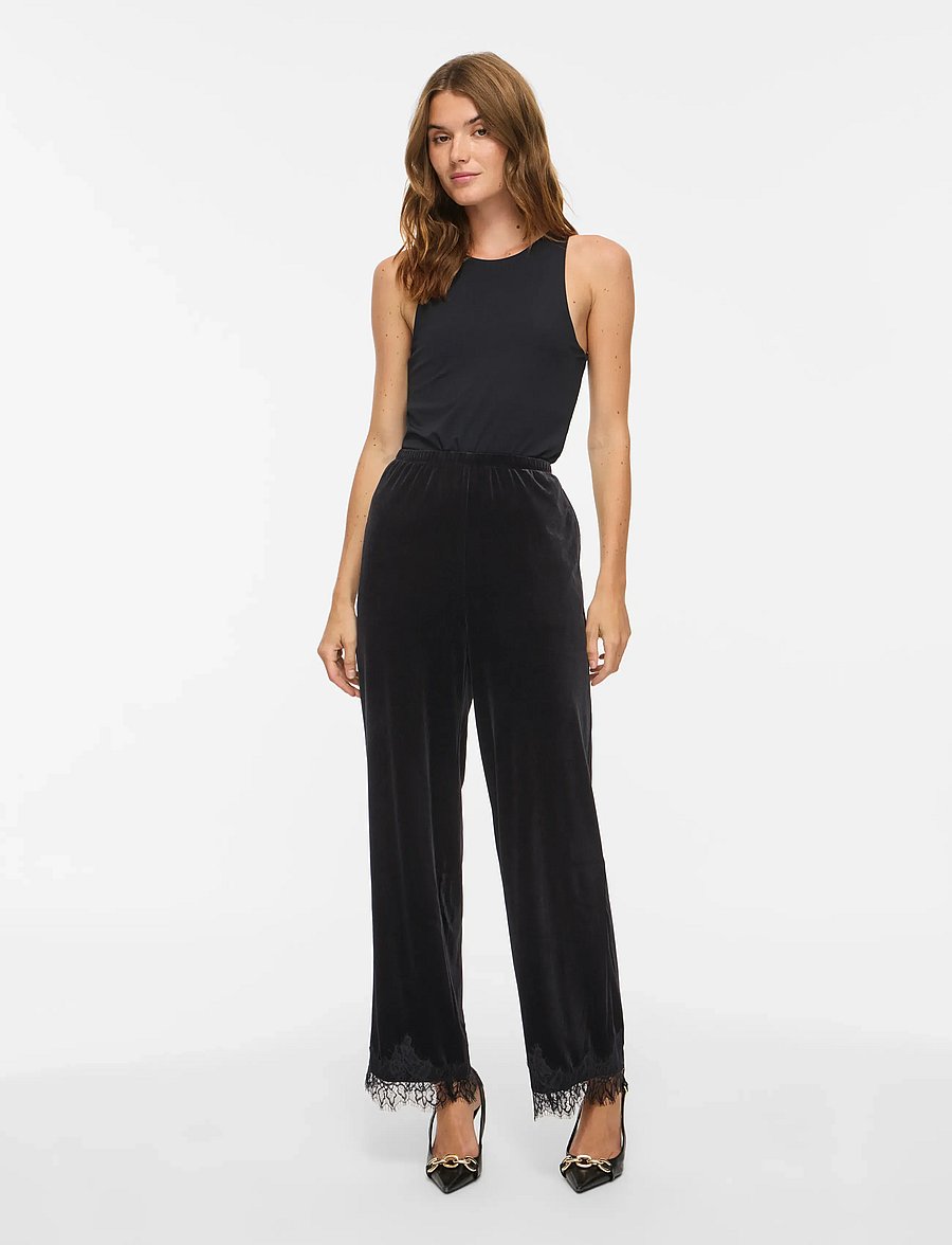 Vila - VIALINDRA HW WIDE PANTS/VOL/BFS - laia säärega püksid - black beauty - 4