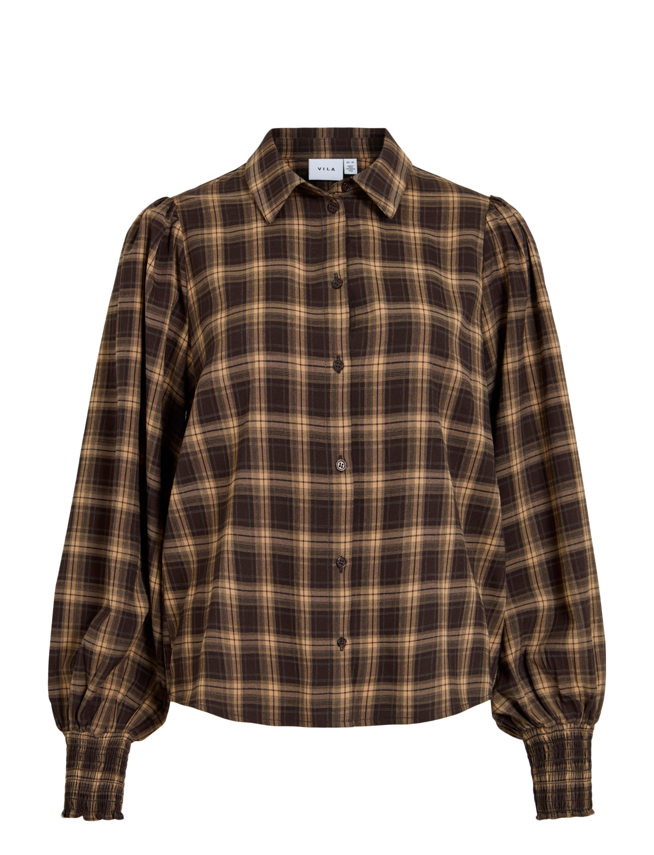 Vila VILENE CHECK L/S SHIRT - Pluusid ja särgid - NOMAD / brown