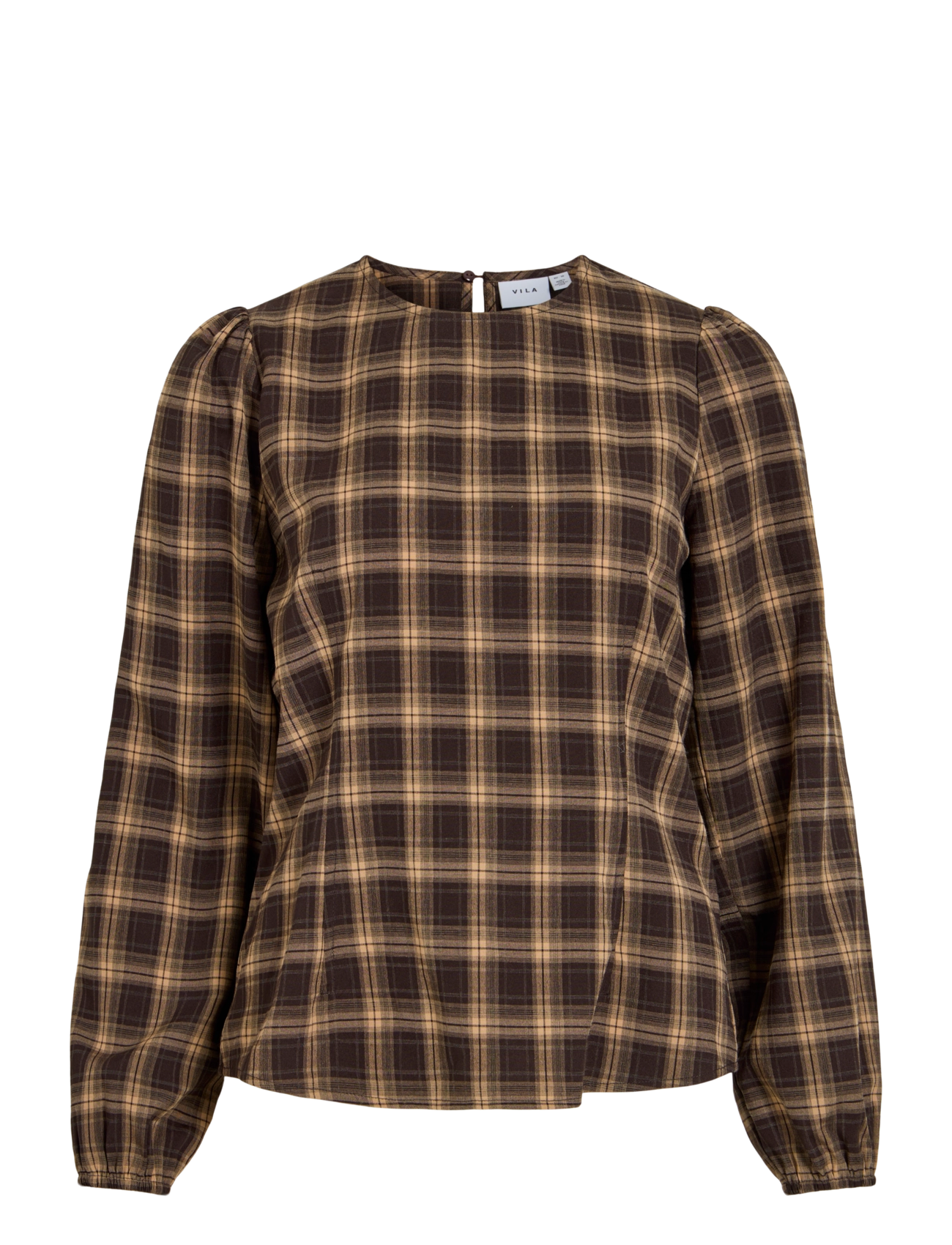 Vila VILENE CHECK L/S TOP - Blusen & Hemden - NOMAD / brown