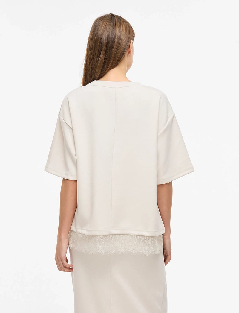 Vila - VIEWIE 2/4 LACE TOP - t-shirts - birch - 3