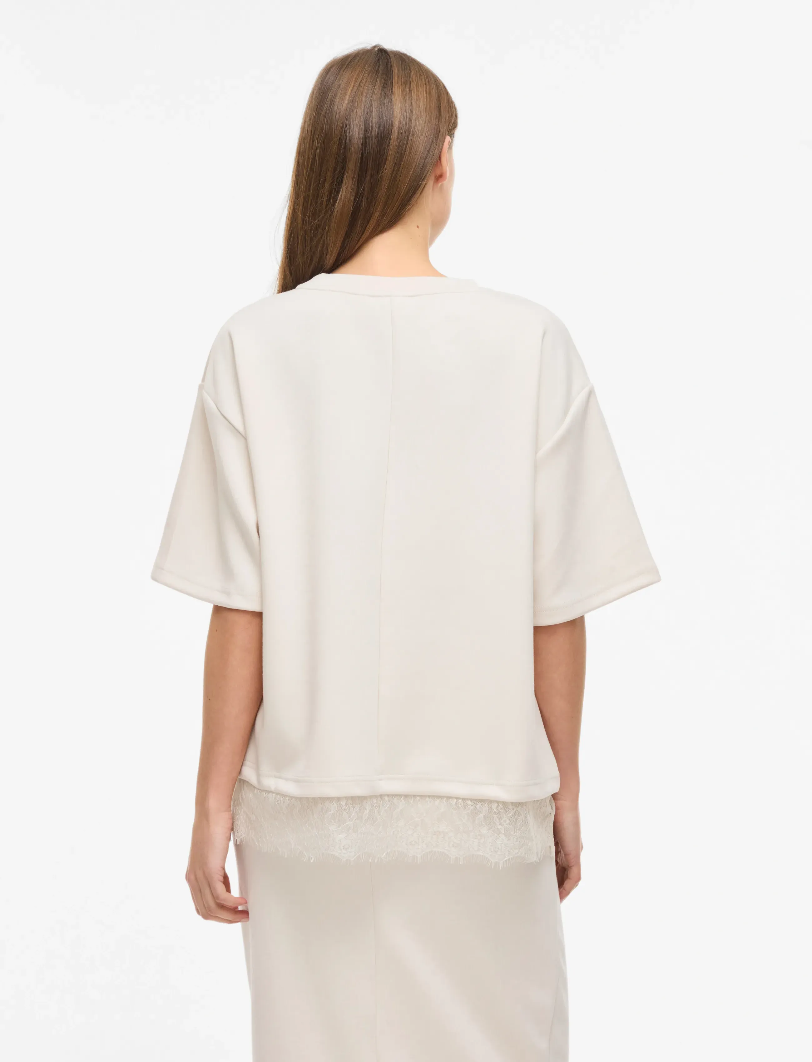 Vila - VIEWIE 2/4 LACE TOP - t-shirts - birch - 3